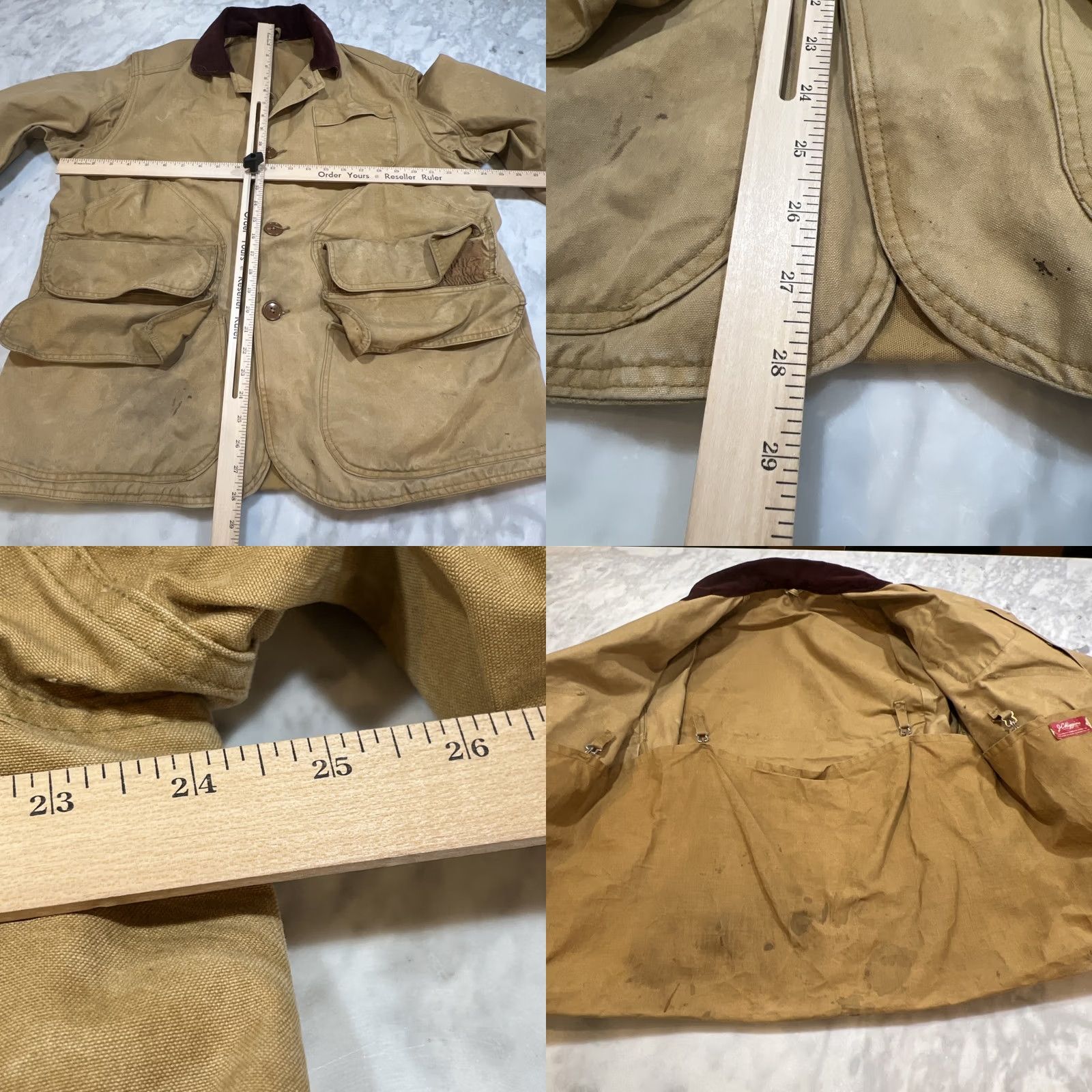 Thrasher VINTAGE JC Higgins Jacket 44 Tan Canvas Hunting Men Corduroy Collar Thrashed Size US S / EU 44-46 / 1 - 10 Thumbnail