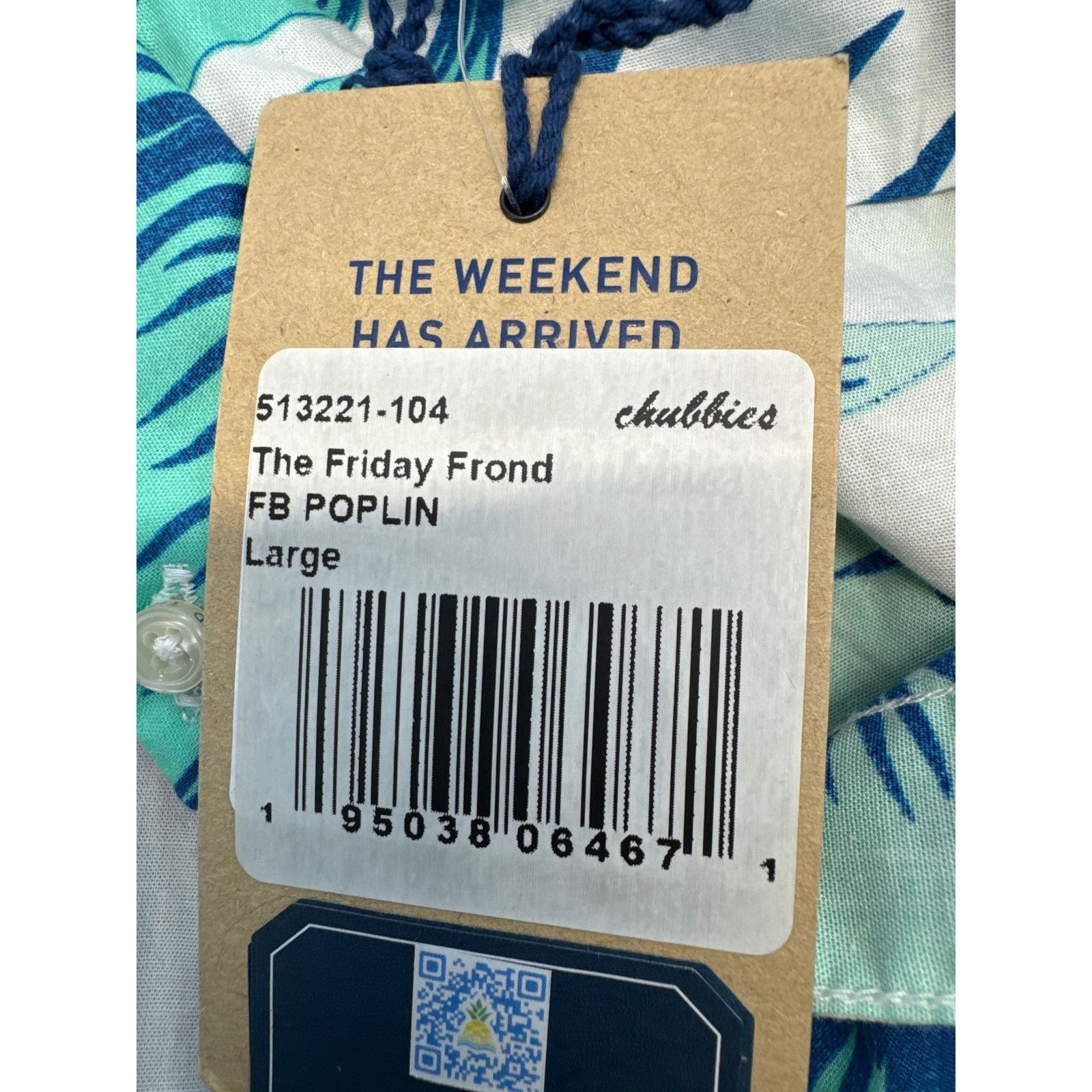 Chubbies Chubbies Friday White Blue Short Sleeve Button-up men sz L Size US L / EU 52-54 / 3 - 6 Thumbnail