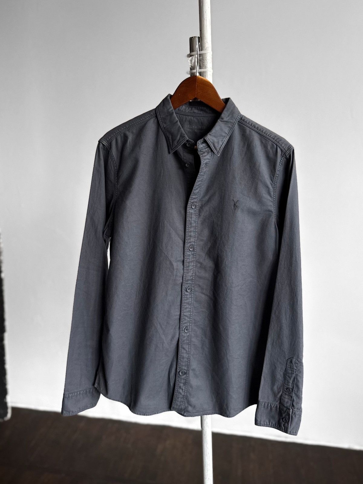 Allsaints AllSaints Mens Dark Grey Faded Long Sleeve Button Up Shirt Size US S / EU 44-46 / 1 - 1 Thumbnail