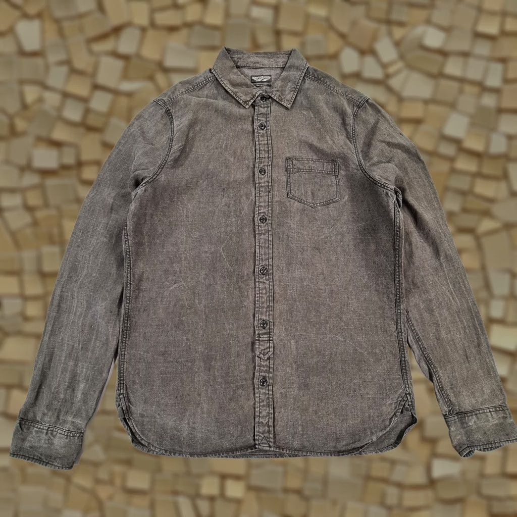 Allsaints Allsaints Mens Shirt Grey 100% Linen Button-Up Long Sleeve Collared M Casual City Holiday Modern Size US M / EU 48-50 / 2 - 1 Thumbnail