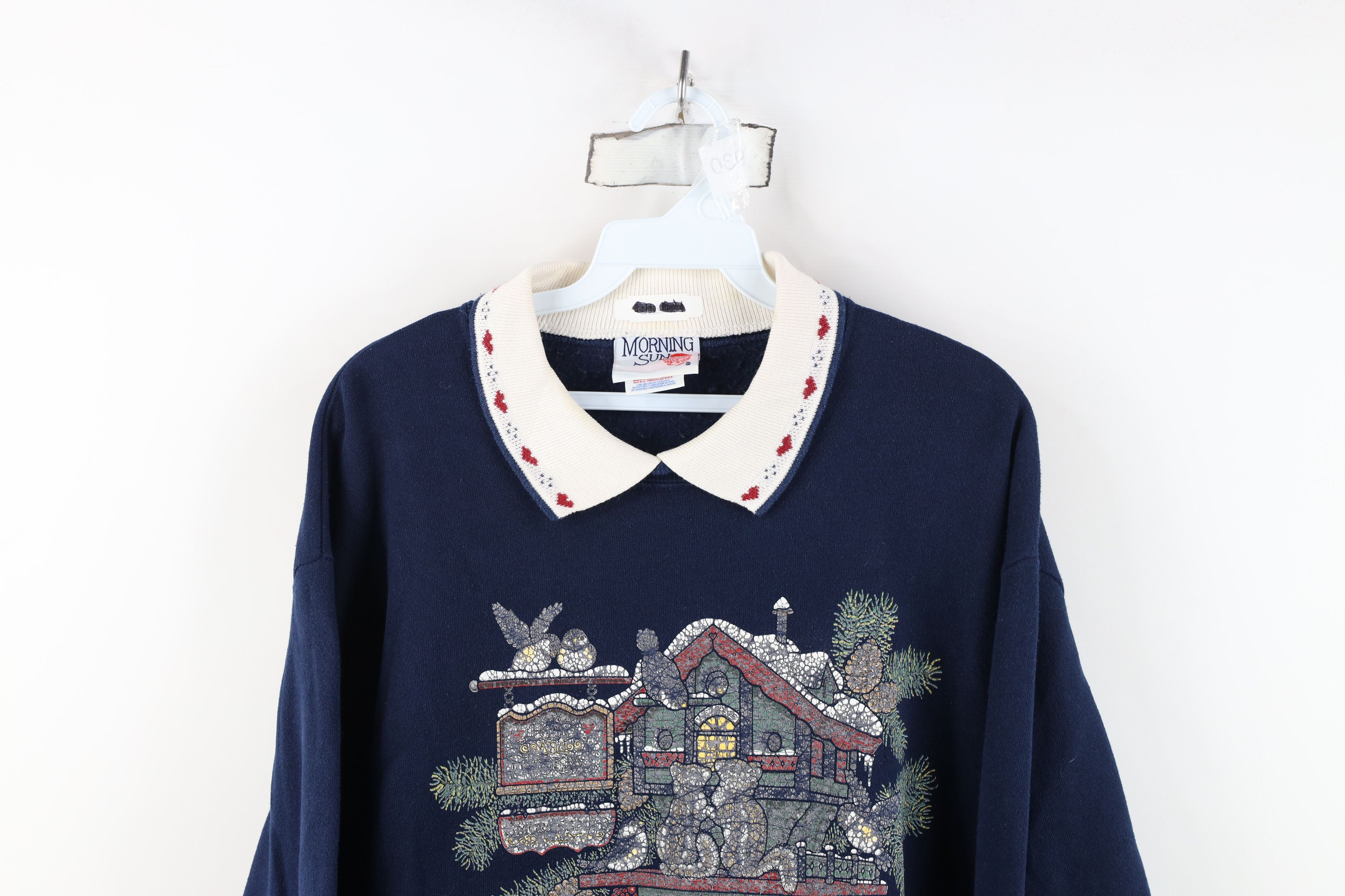 Vintage Vintage 90s Streetwear Bird Heart Collared Sweatshirt US Size M / US 6-8 / IT 42-44 - 2 Thumbnail