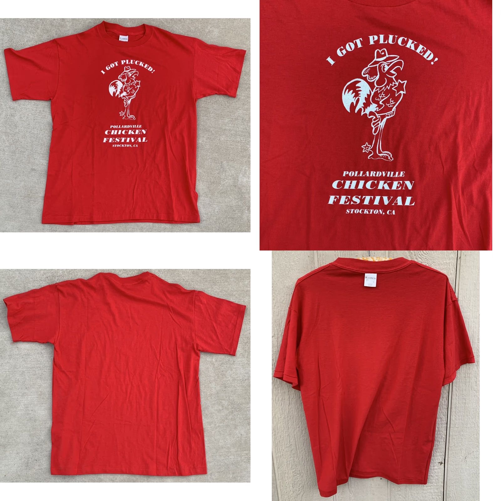 Vintage Vintage I Got Plucked Pollardville Chicken Festival Stockton CA T Shirt XL Size US XL / EU 56 / 4 - 9 Thumbnail