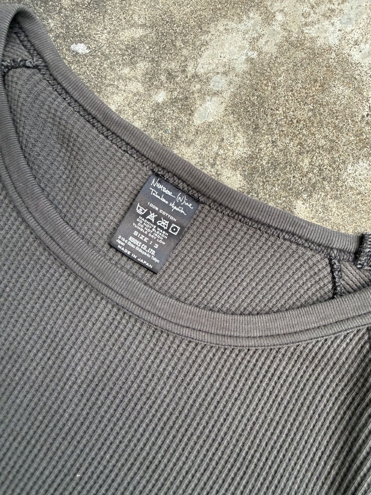 Number (N)ine SS06 "Welcome to the Shadow" Waffle Knit Thermal Longsleeve Size US L / EU 52-54 / 3 - 4 Thumbnail