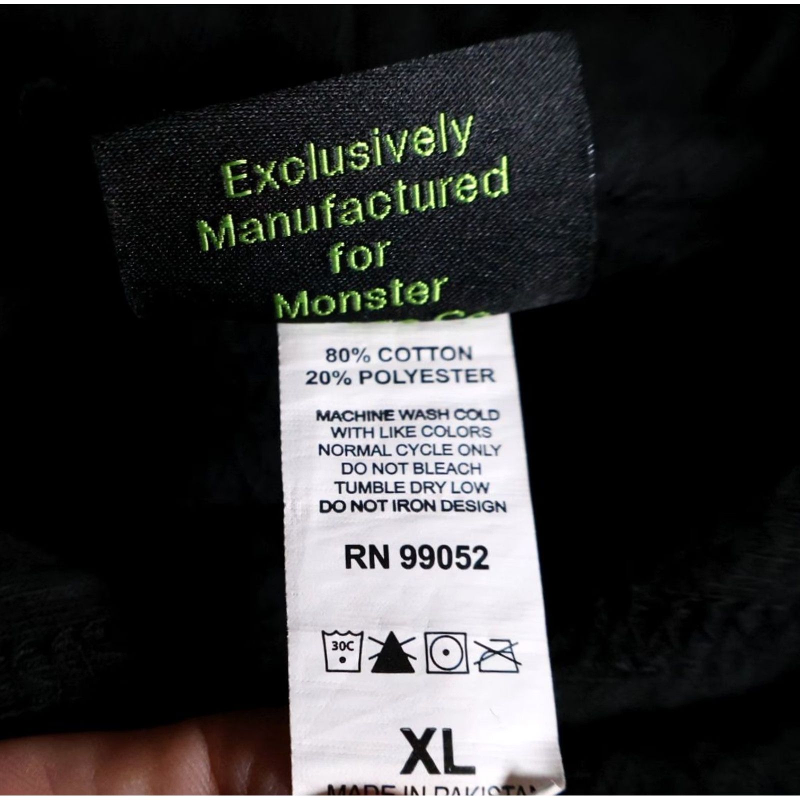 Vintage Monster Energy Hoodie Men's XL Black Pullover Crew Neck Drawstring Graphic Print Logo Sweatshirt Official Size US XL / EU 56 / 4 - 4 Thumbnail