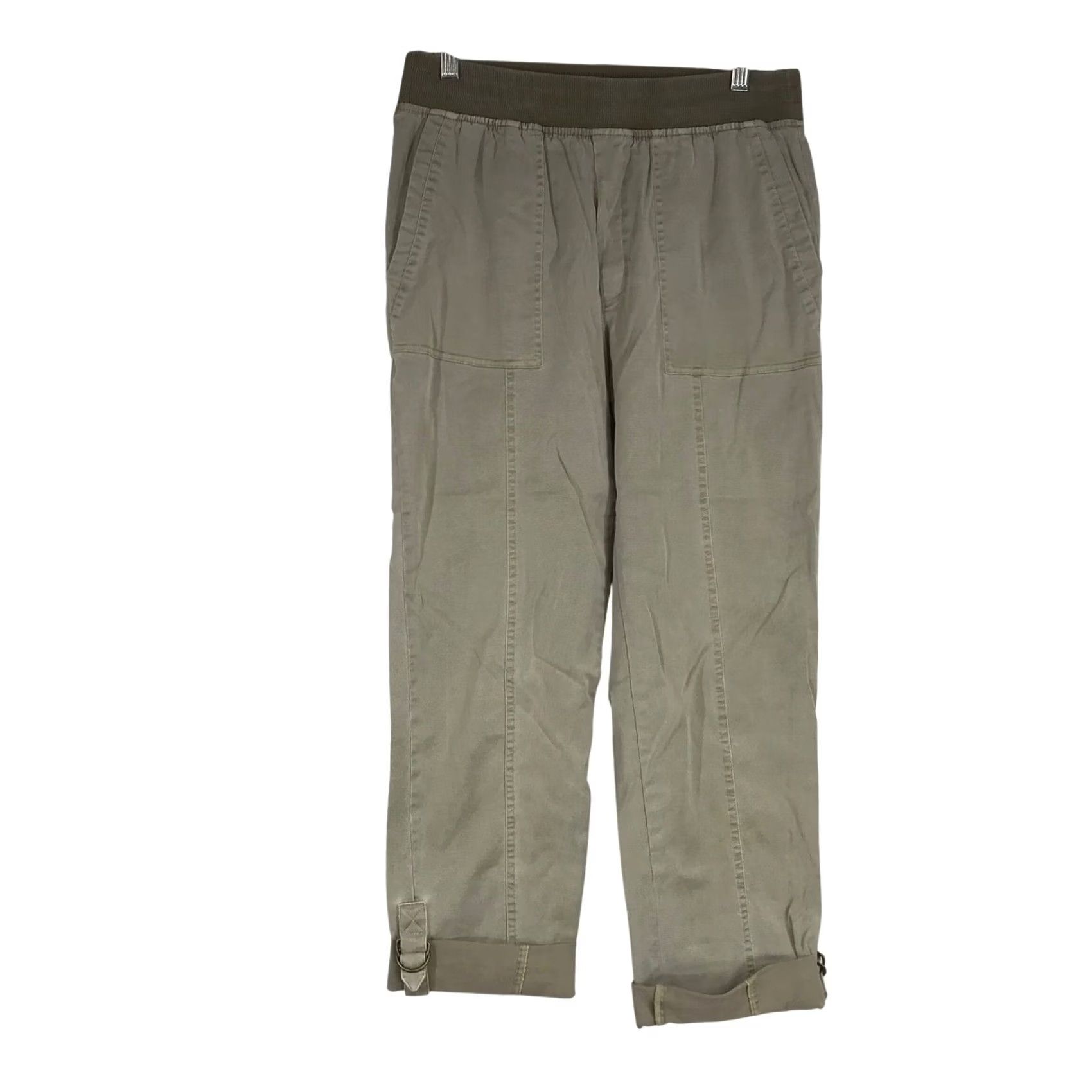 Soft Surroundings Soft Surroundings Pants Cargo Womens Small Tan Khaki Ribbed Elastic Waist Pockets D-Ring Hem Retro Nautical Casual Workwear - Mens? Size 28" / US 6 / IT 42 - 2 Thumbnail