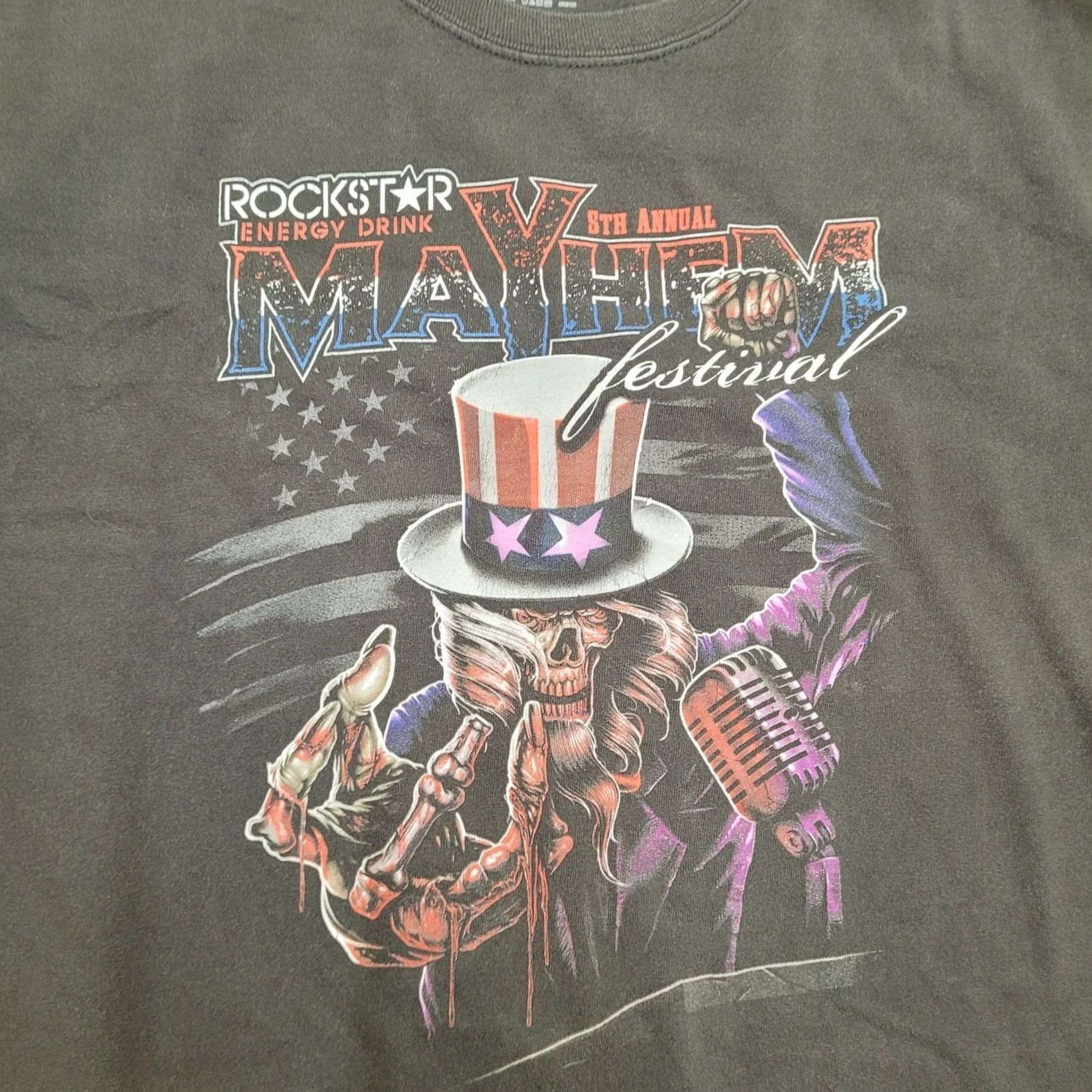 Hanes Rockstar Mayhem Festival 2012 Tour T-Shirt Mens L Boxy Fit 22x27 Double Sided Graphic Print Front Back Size US L / EU 52-54 / 3 - 2 Thumbnail