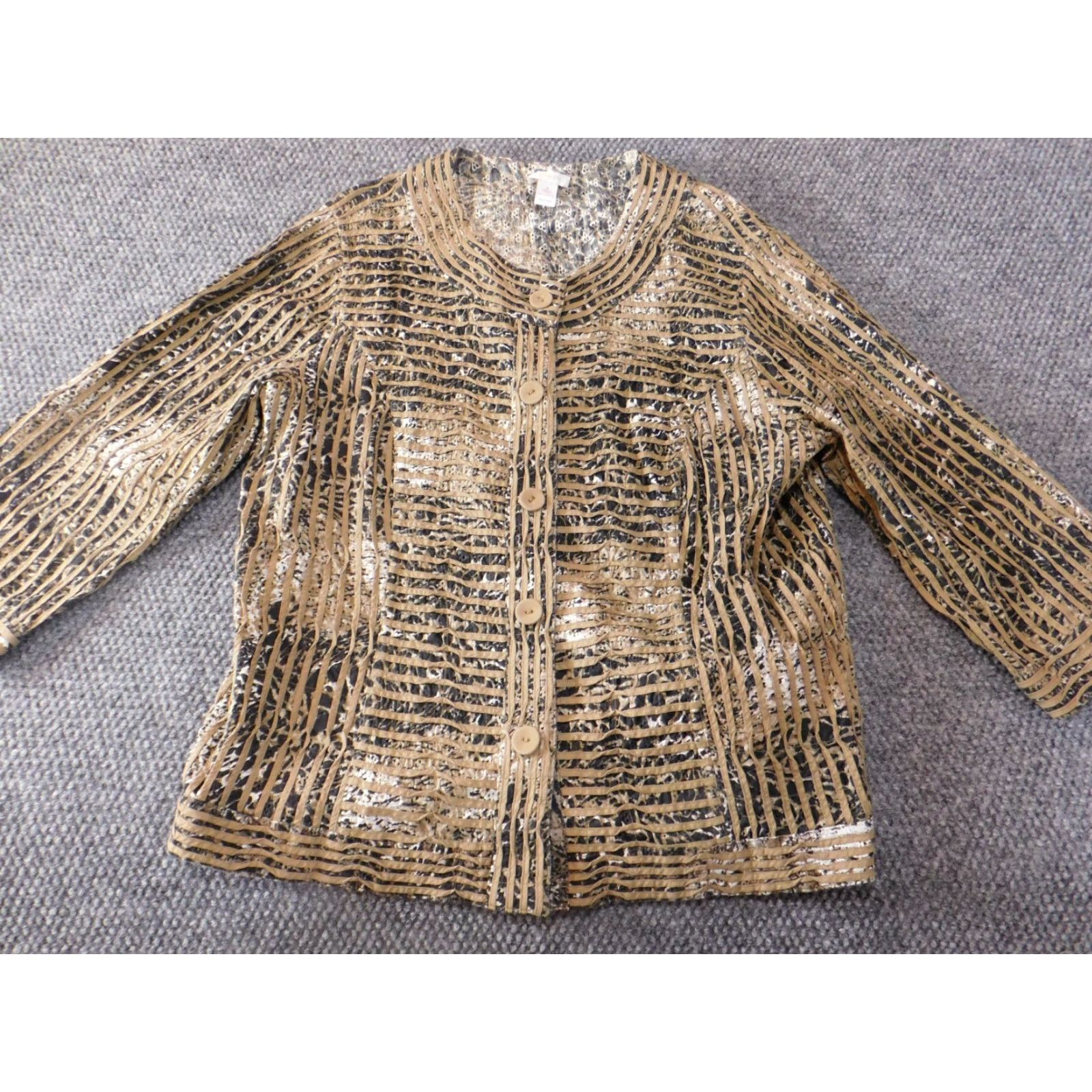 Vintage Chicos Womens Jacket 3 Brown Tribal designer button classic Size XS / US 0-2 / IT 36-38 - 2 Thumbnail