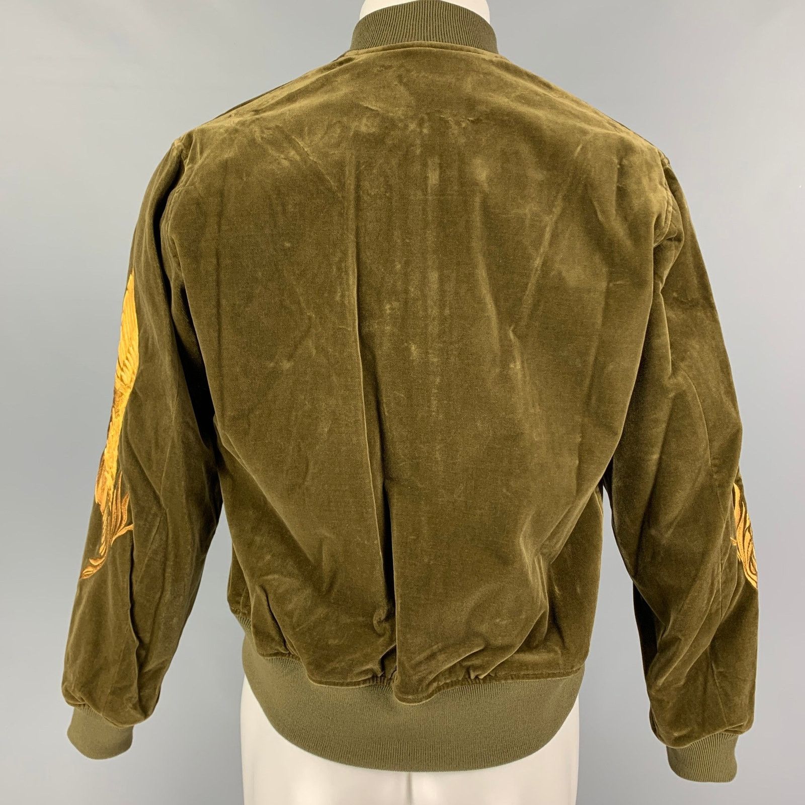 Christian Dada 34 Olive Gold Embroidery Cotton Velvet Jacket Size US M / EU 48-50 / 2 - 3 Thumbnail