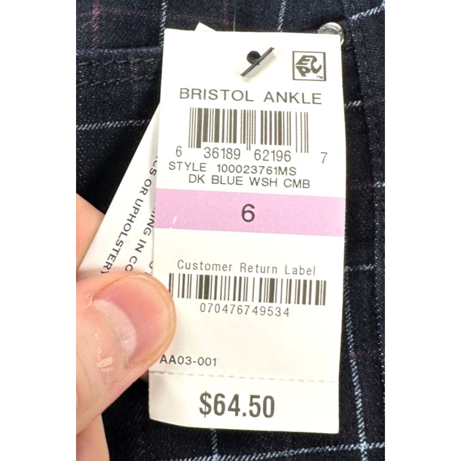 Charter Club Charter Club Jeans Women 6 Bristol Blue Check Skinny Ankle Denim NEW Size 28" / US 6 / IT 42 - 2 Thumbnail
