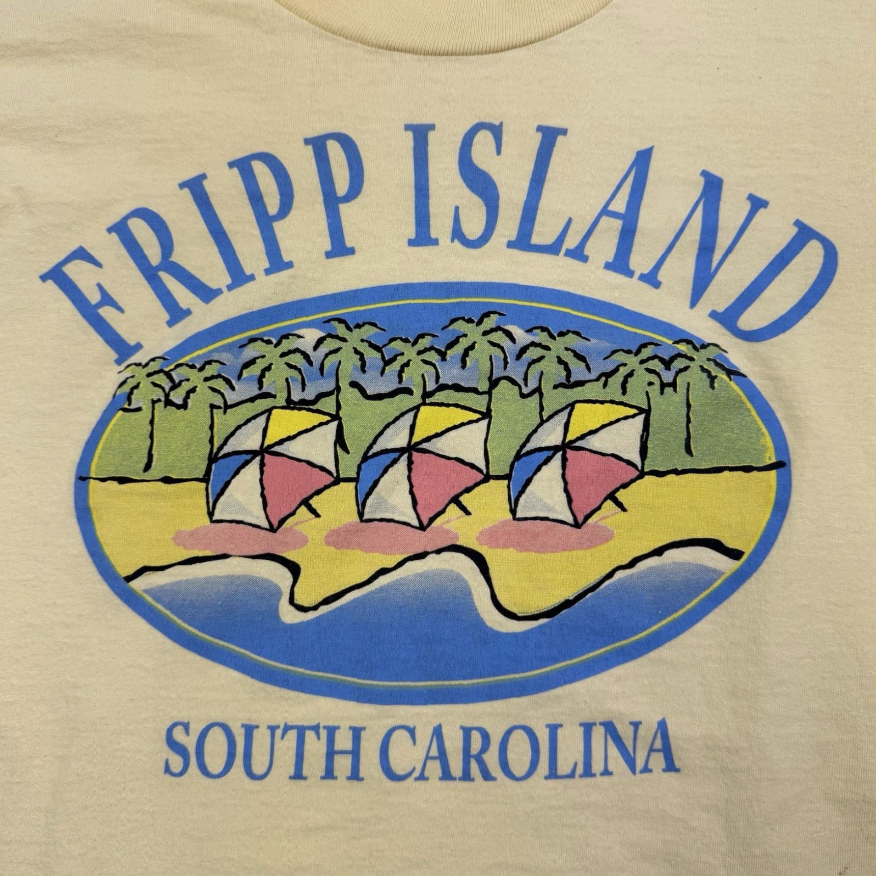 Anvil VINTAGE Fripp Island T Shirt Adult Medium Yellow 90s Beach USA Men Shirt Size US M / EU 48-50 / 2 - 2 Thumbnail