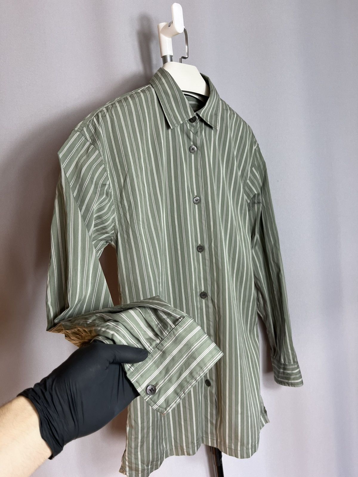 Dries Van Noten Dries Van Noten Mens Shirt Striped Long Sleeve Button Green Size US XS / EU 42 / 0 - 4 Thumbnail
