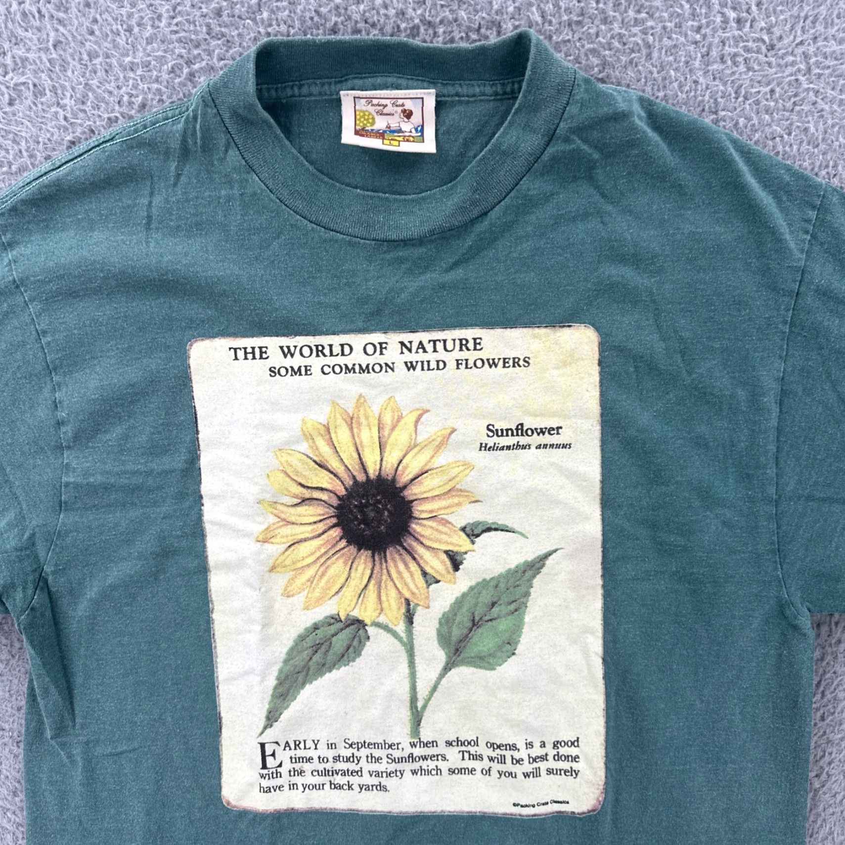 Sunflower VINTAGE Packing Crate Classics T-Shirt Green 90s Sunflower Graphic Print Large L Men Crew Neck Short Sleeve Graphic Print Mens Size US L / EU 52-54 / 3 - 5 Thumbnail