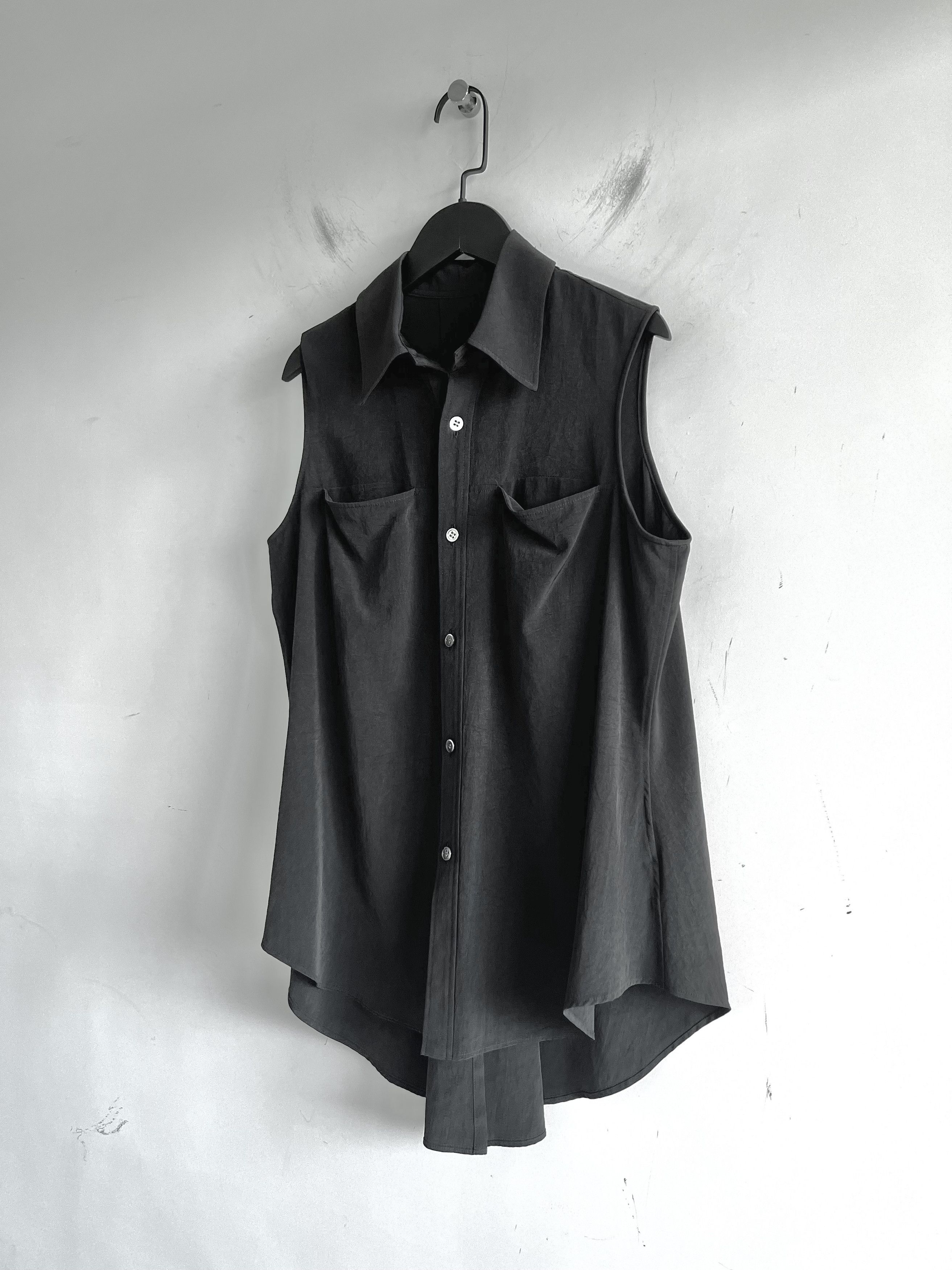 Yohji Yamamoto Y's Yohji Yamamoto - Sleeveless Triacetate Shirt Blouse Size S / US 4 / IT 40 - 3 Thumbnail