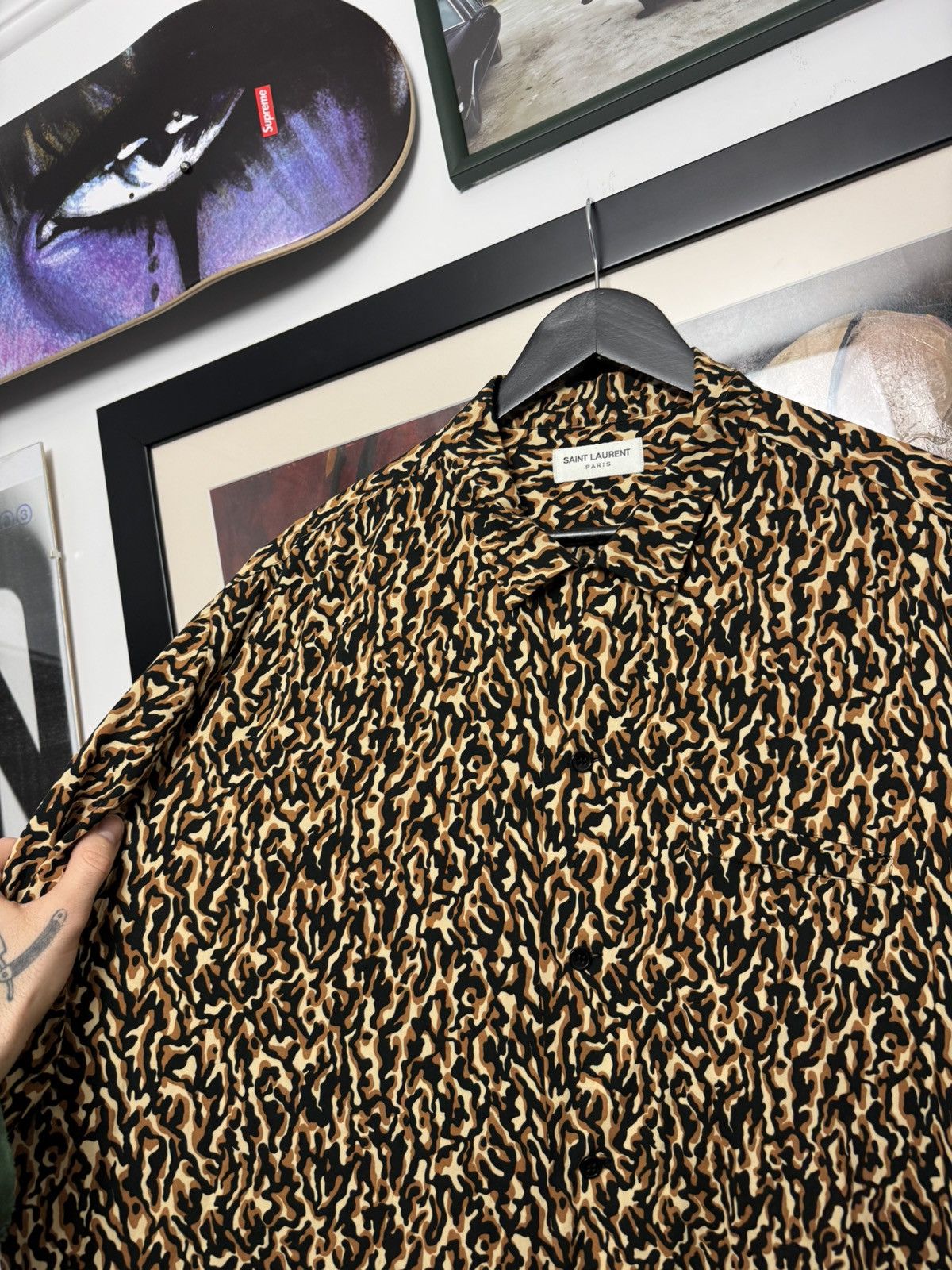 Saint Laurent Paris FW20 Saint Laurent Leopard Camo Viscose Shirt SLP Designer Size US XL / EU 56 / 4 - 3 Thumbnail