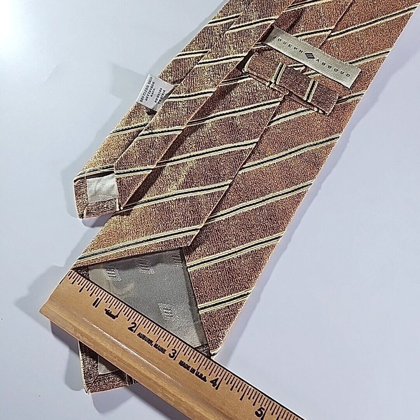 Joseph Abboud Joseph Abboud Gold Striped Silk Necktie - Made in Italy Size ONE SIZE - 3 Thumbnail