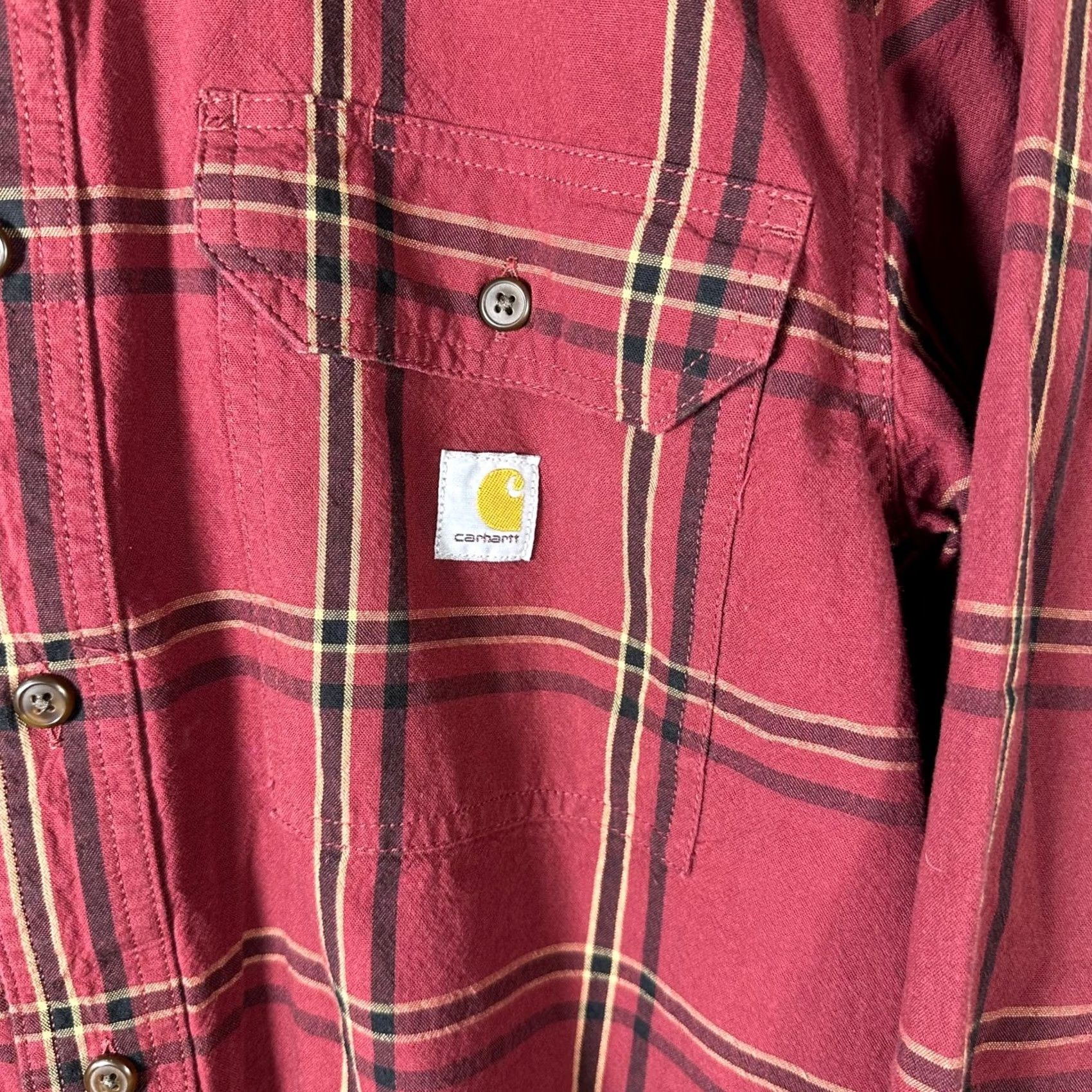 Carhartt Carhartt Mens Plaid Button-Down Shirt Red Black TW4447-M Medium Size US M / EU 48-50 / 2 - 2 Thumbnail
