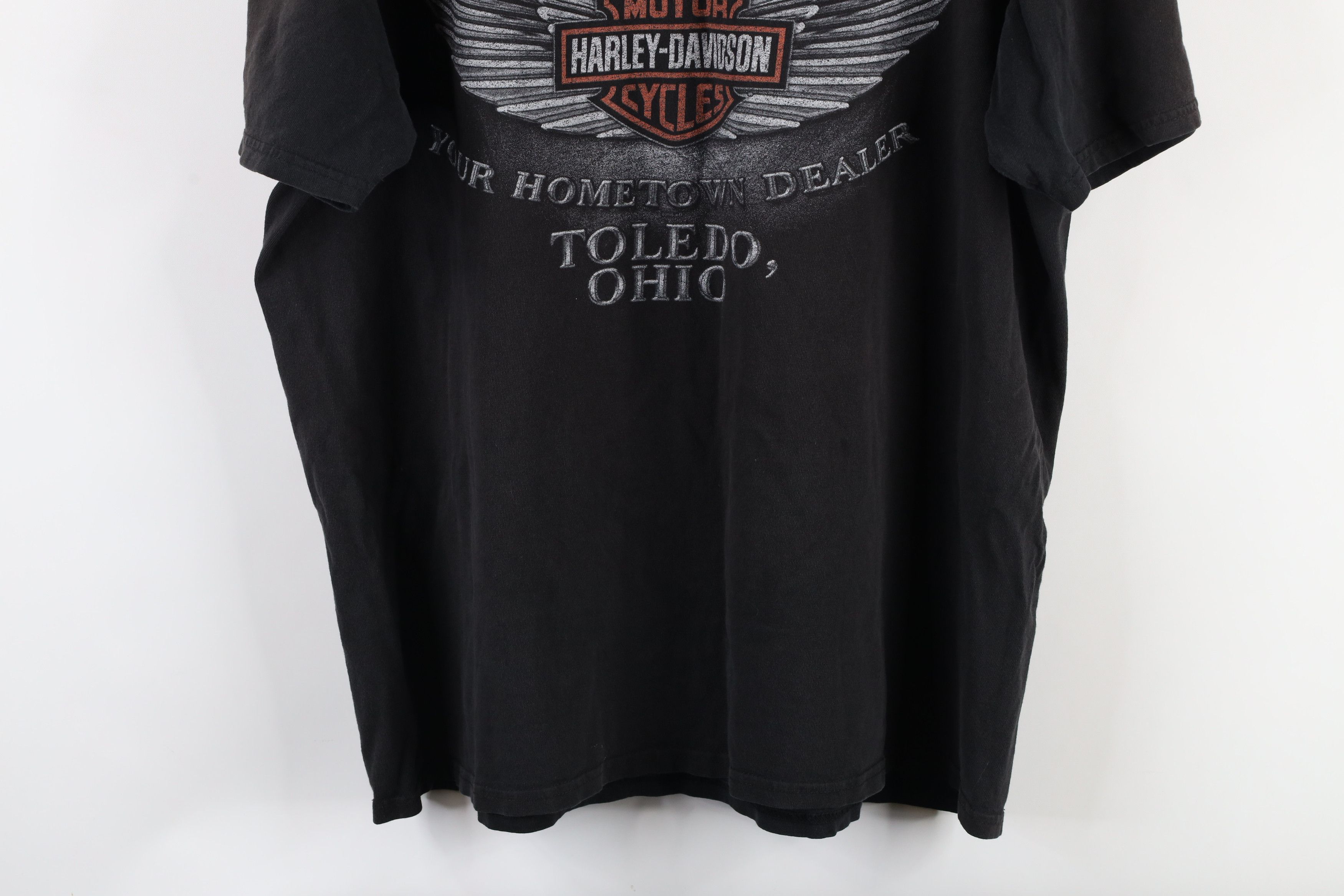 Harley Davidson × Vintage Harley Davidson Out Big Logo Wings T-Shirt Black Cotton Size US XL / EU 56 / 4 - 15 Thumbnail