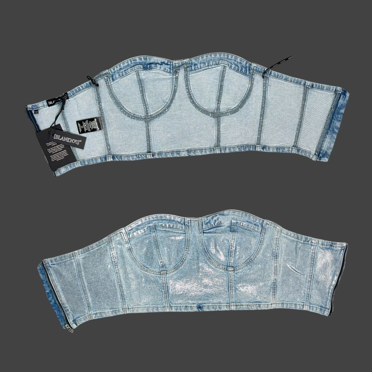 BLANKNYC Blank NYC Women’s Metallic Blue Denim Bustier Tube Top Sz S Size S / US 4 / IT 40 - 6 Thumbnail