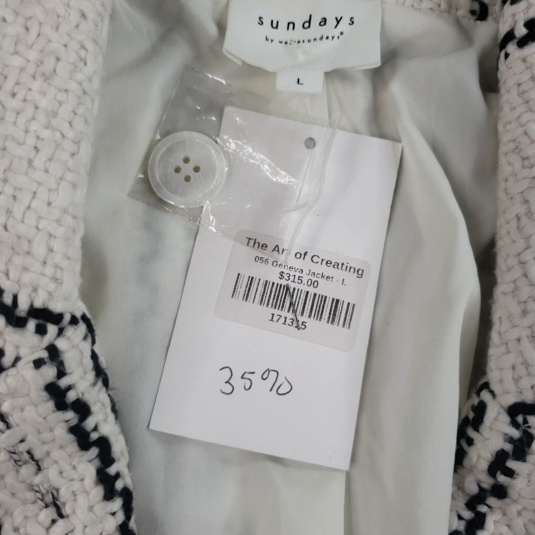 Area We are Sundays Jacket Women Large Black White Plaid Coat Short Knit Lined Size 36" / US 14 / IT 50 - 6 Thumbnail