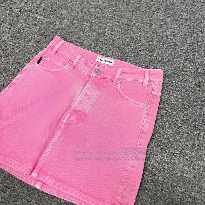Balenciaga Balenciaga Pink Washed Distressed Denim Shorts Size 35" - 3 Thumbnail