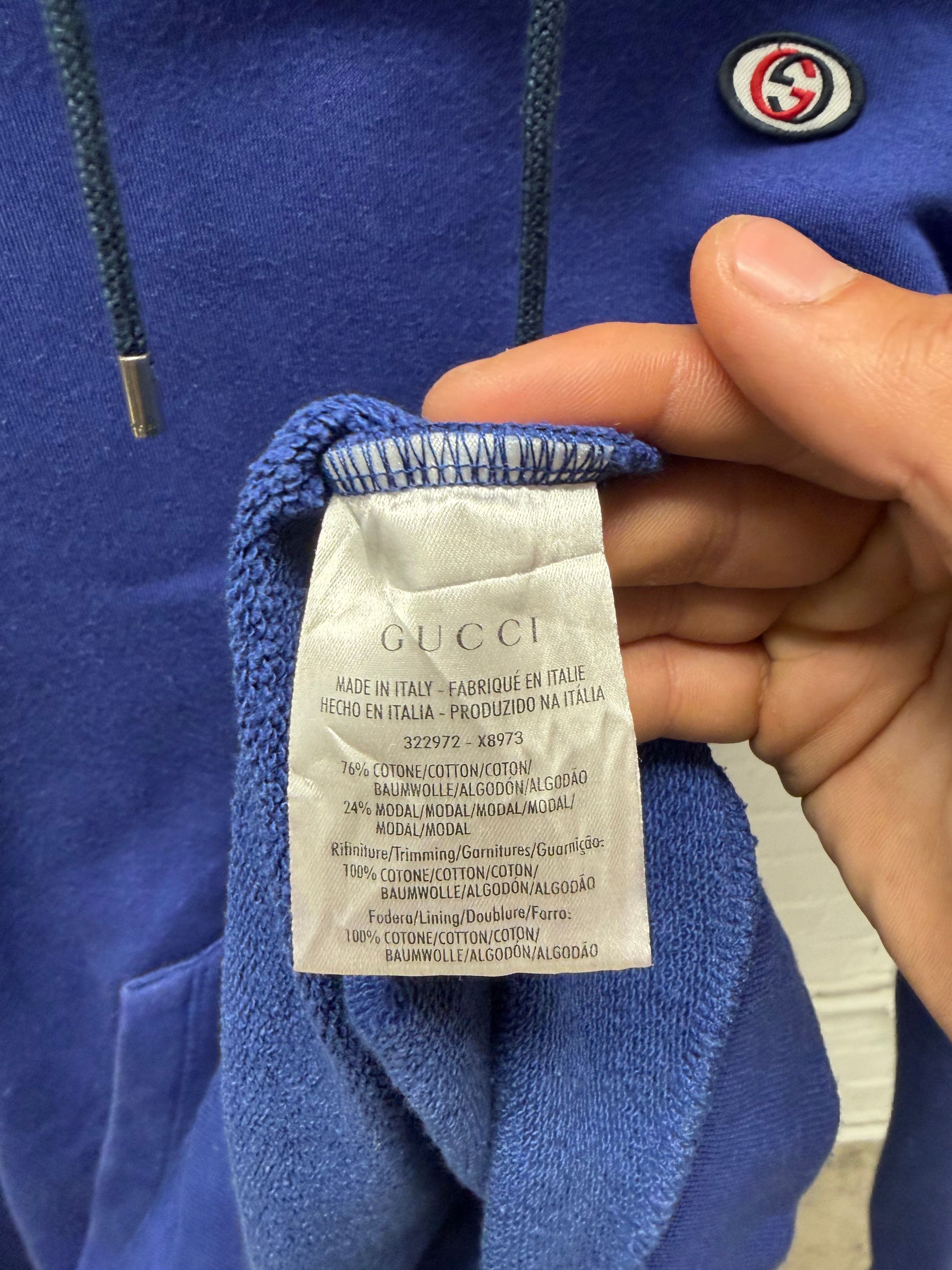 Gucci Gucci ‘GG Interlock Logo’ Blue Striped Detail Hoodie Size US M / EU 48-50 / 2 - 5 Thumbnail