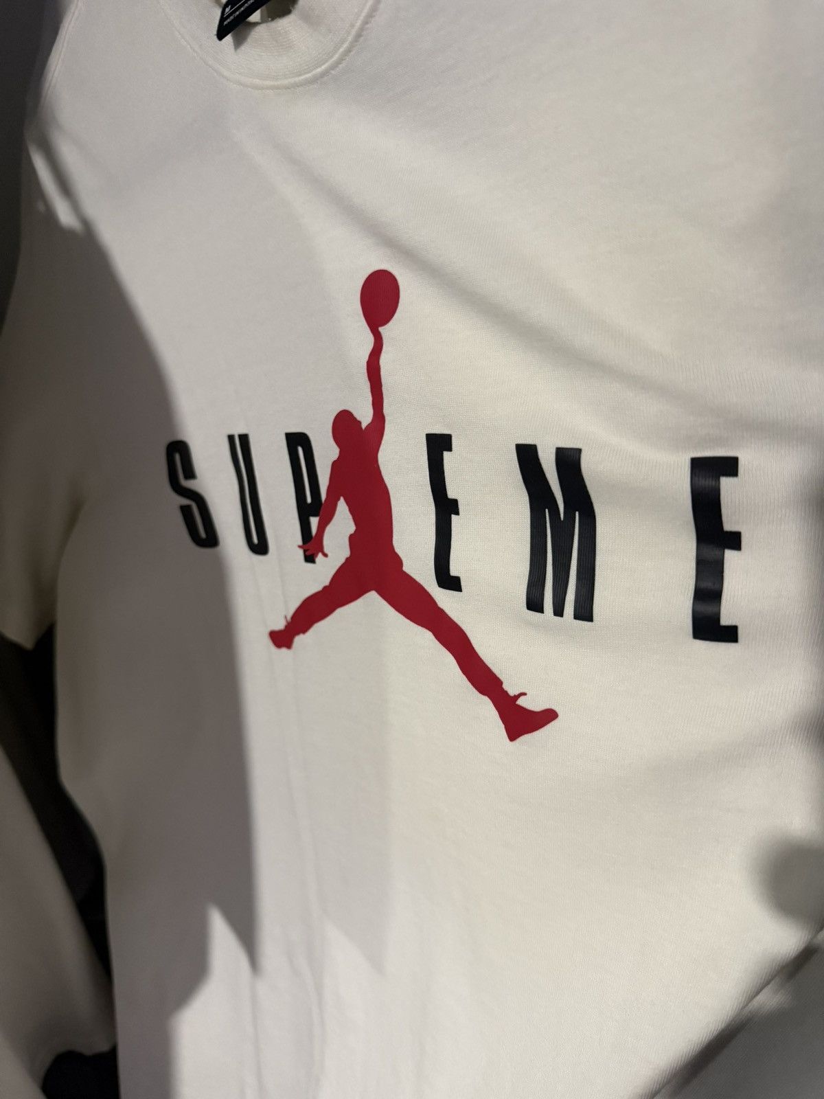 Jordan Brand × Supreme Supreme Jordan Logo White Men Cotton Crew Neck Short Sleeve Size US M / EU 48-50 / 2 - 1 Thumbnail