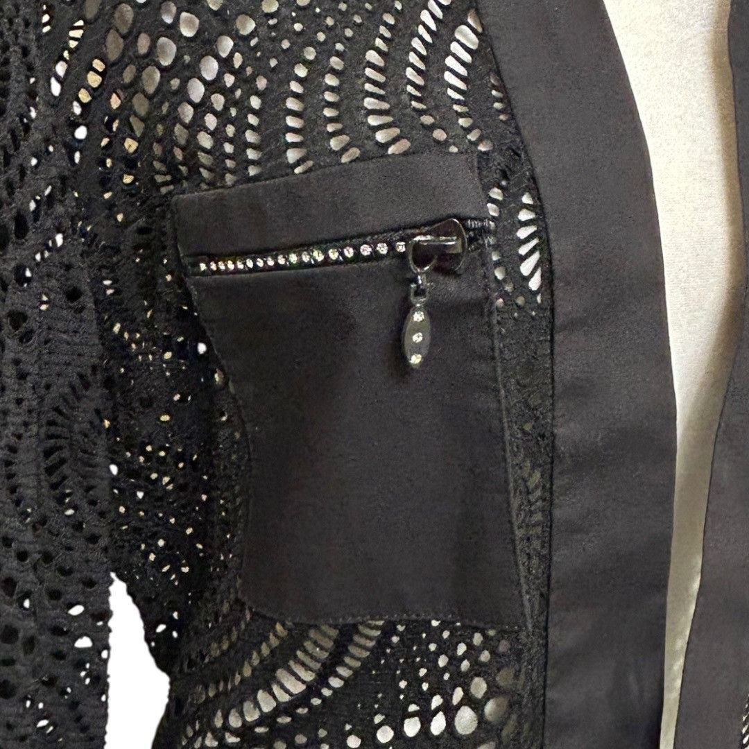 Joseph Ribkoff Joseph Ribkoff Black Open Front Jacket With Rhinestone Embel Size L / US 10 / IT 46 - 4 Thumbnail