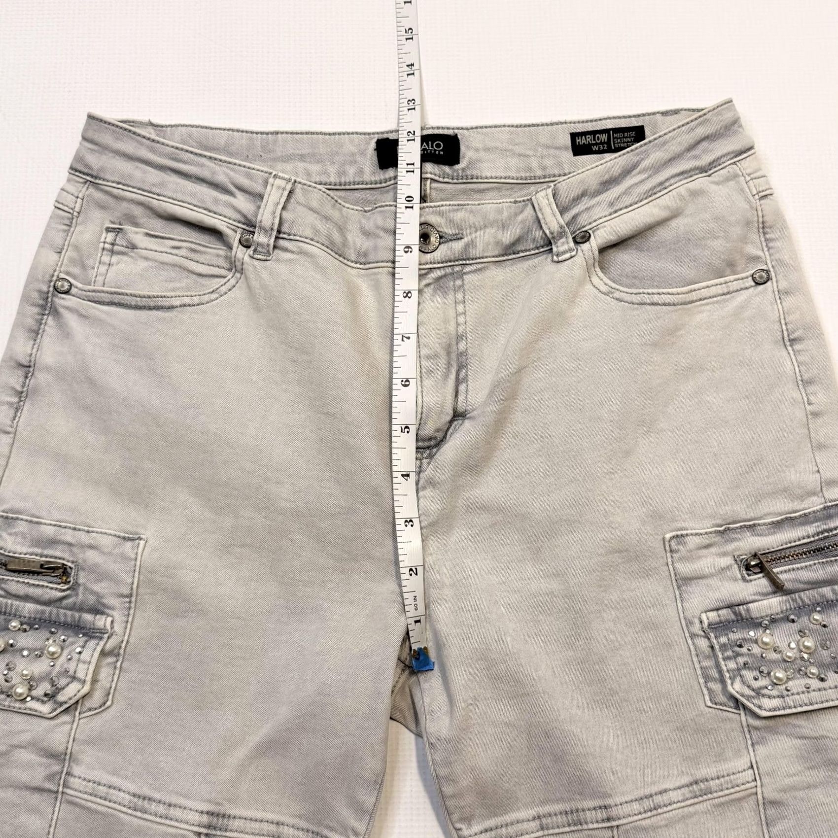 Buffalo David Bitton Buffalo David Bitton Jeans Womens 32 Gray Harlow Skinny Cargo Beaded Stretch* Size 24" / US 00 / IT 34 - 6 Thumbnail