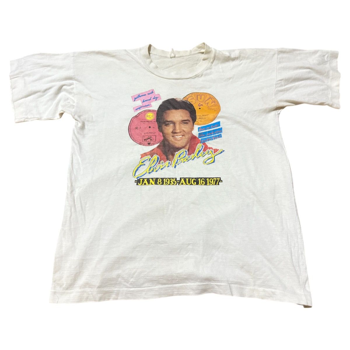 Vintage Well used Vintage 80s Elvis Presley Iron-On T-Shirt Size US M / EU 48-50 / 2 - 1 Thumbnail