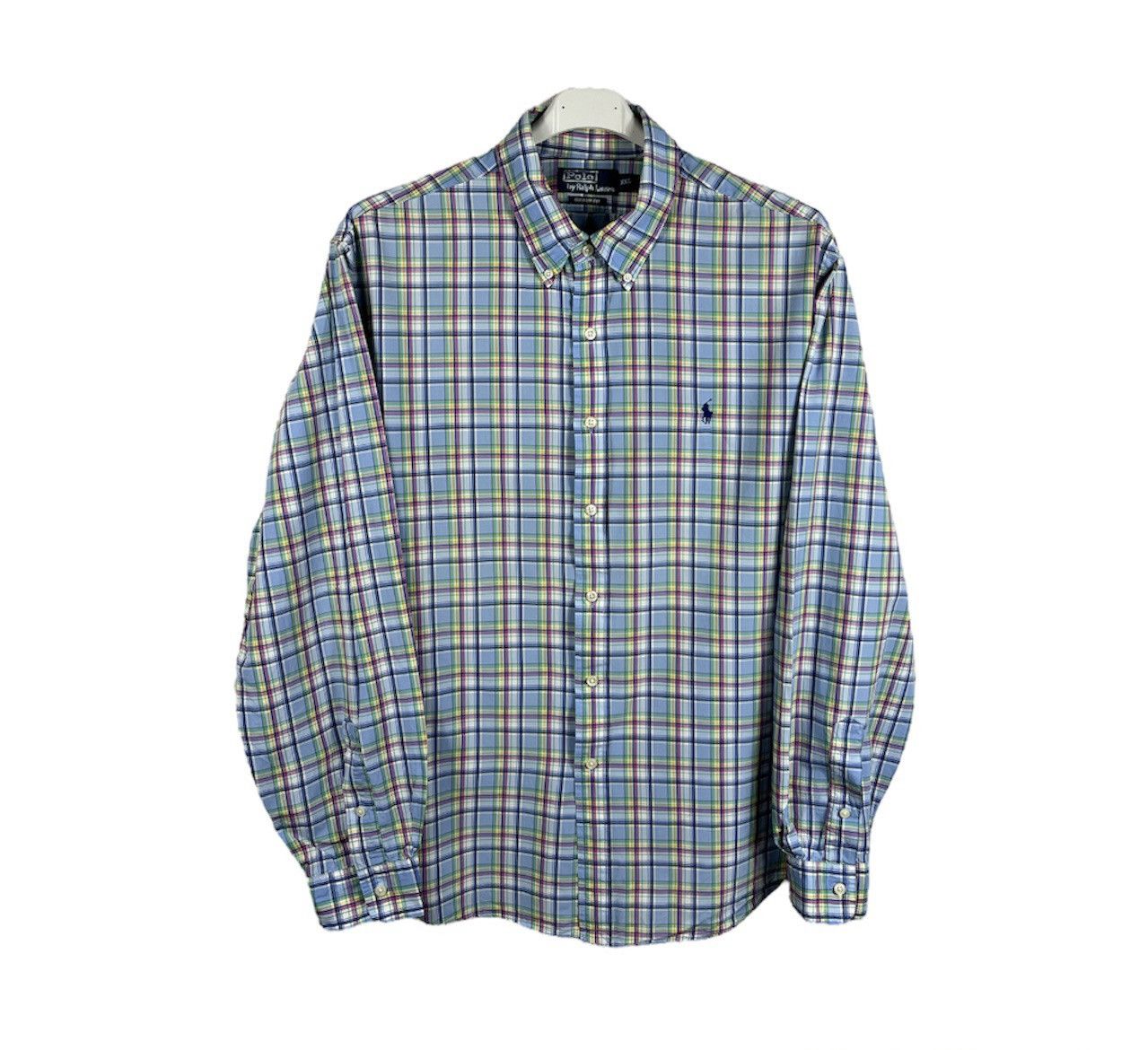 image of Vintage 90's Polo Ralph Laurent Multicolor Checked Nerd Shirt, Men's (Size 2XL)