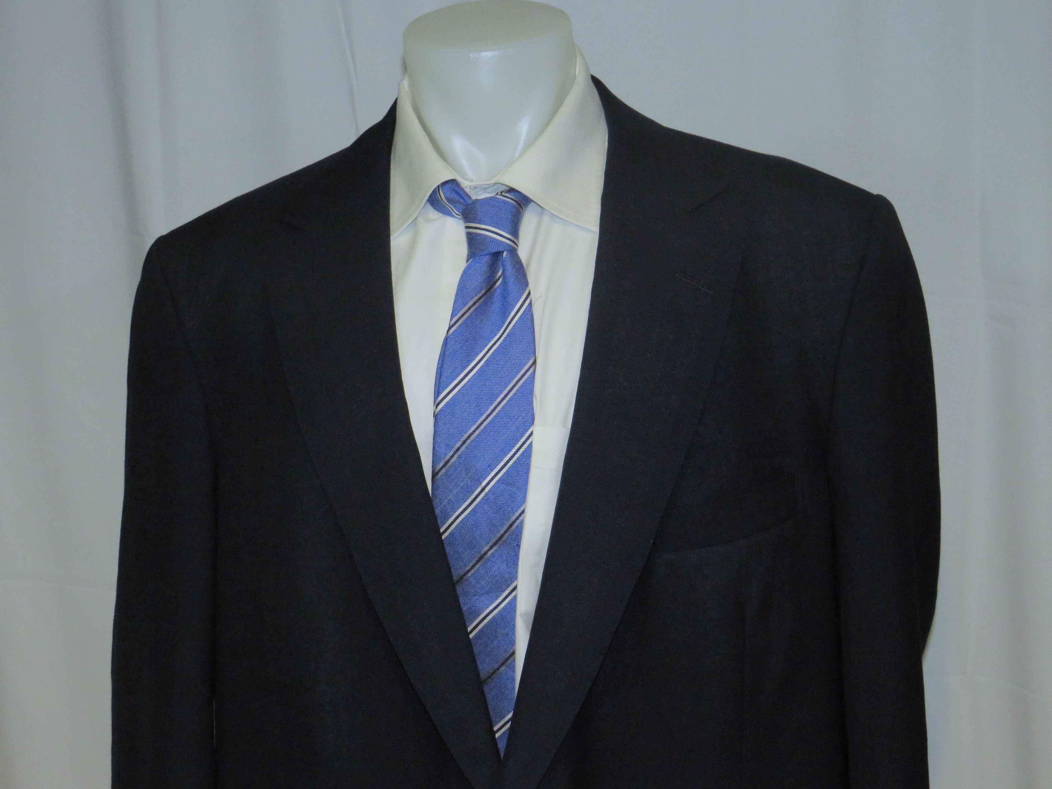 Henry Poole × Savile Row Bespoke Navy Blue Gold Button Blazer 46XL Size 46L - 2 Thumbnail