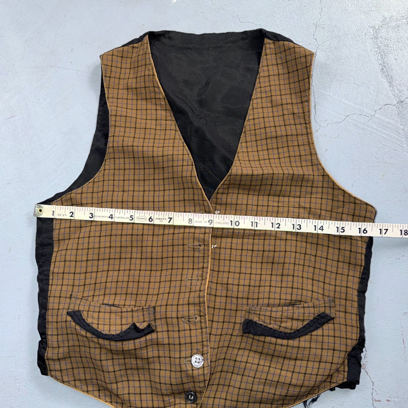 Vintage VTG Vest Mens Black Waistcoat S Wool Double Sided Plaid Buckle Back City Retro 1940s 1950s Vintage Mens Clothing Size US S / EU 44-46 / 1 - 3 Thumbnail