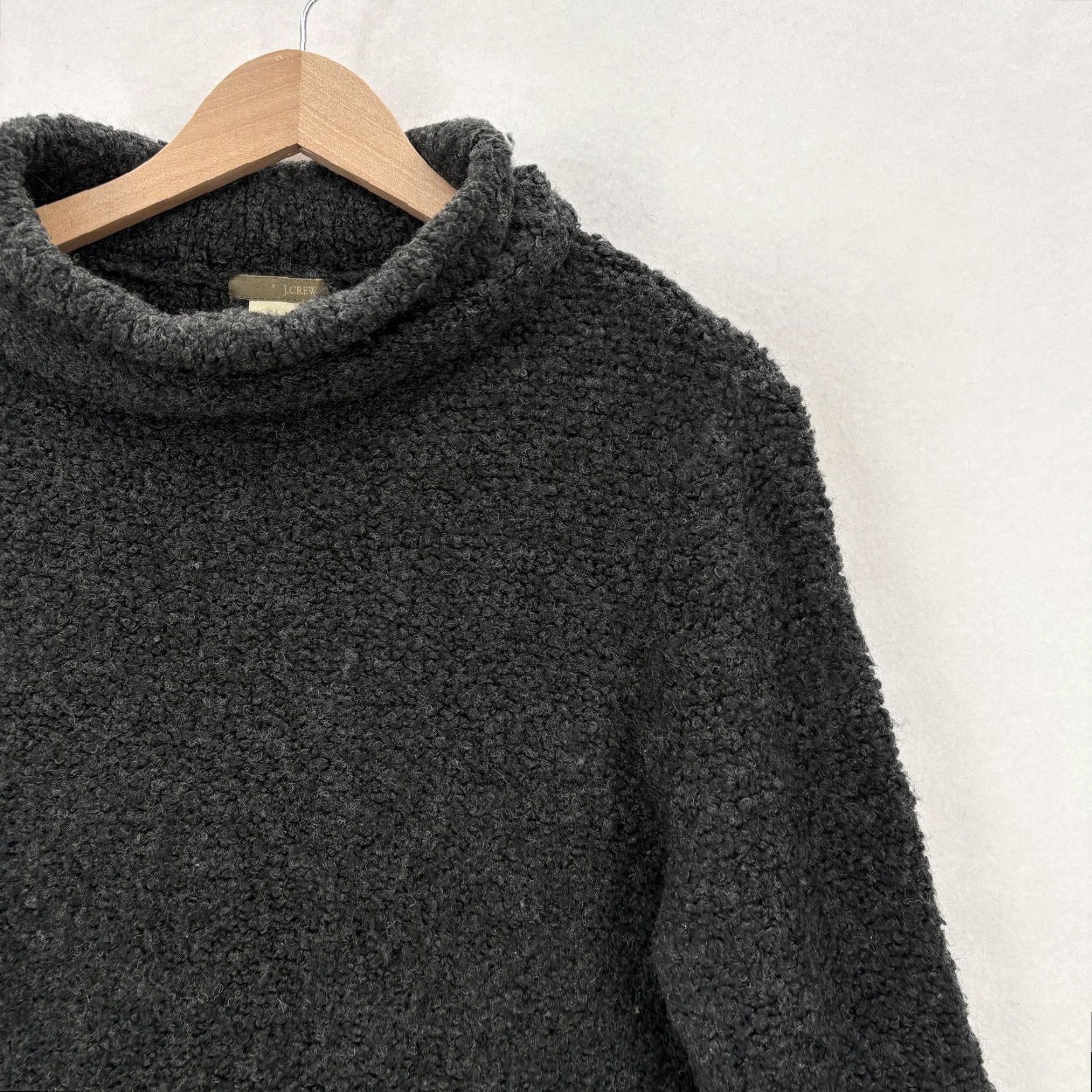 J.Crew VINTAGE J.CREW Sweater Womens Large Gray Boucle Cowl Neck Knit Pullover Wool Size L / US 10 / IT 46 - 2 Thumbnail