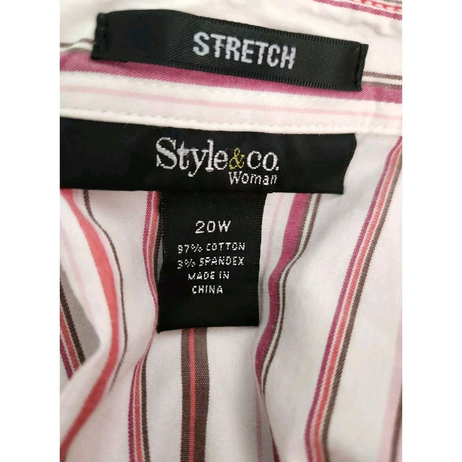 Style & Co Style & Co Woman Button-Up Shirt Cap Sleeve Striped Multicolor 20W Plus Size Women Clothing Shirt Top Casual Business Flexible Stretch XS? Size 3XL / US 20-22 - 5 Thumbnail