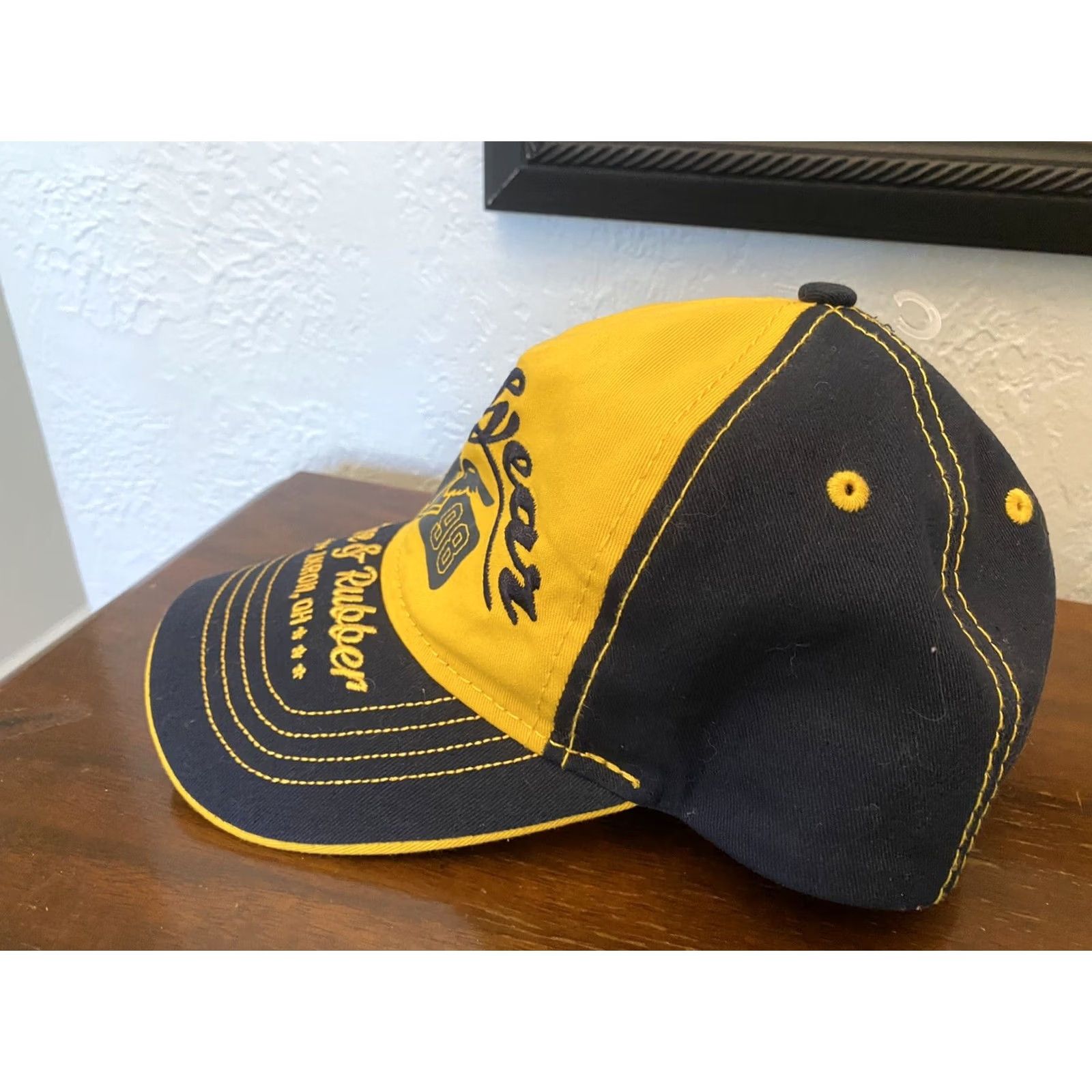 Vintage Goodyear 1898 Tire&Rubber Akron, OH Yellow Navy Snap Back Baseball Cap Unisex Adults Adjustable Canvas Cotton Hat Size ONE SIZE - 2 Thumbnail