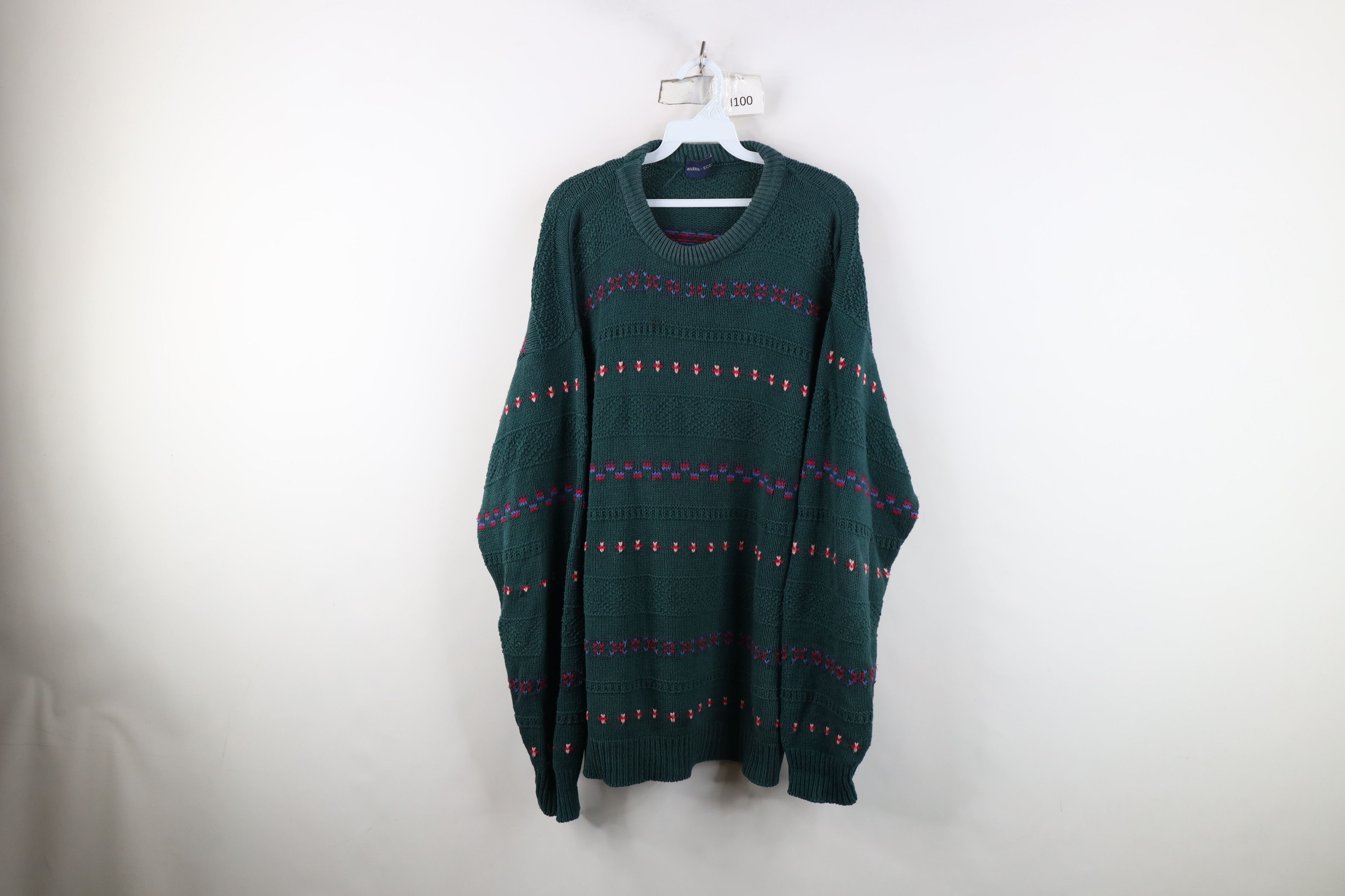 Vintage Vintage 90s Streetwear Fair Isle Knit Crewneck Sweater Green Size US XL / EU 56 / 4 - 1 Thumbnail