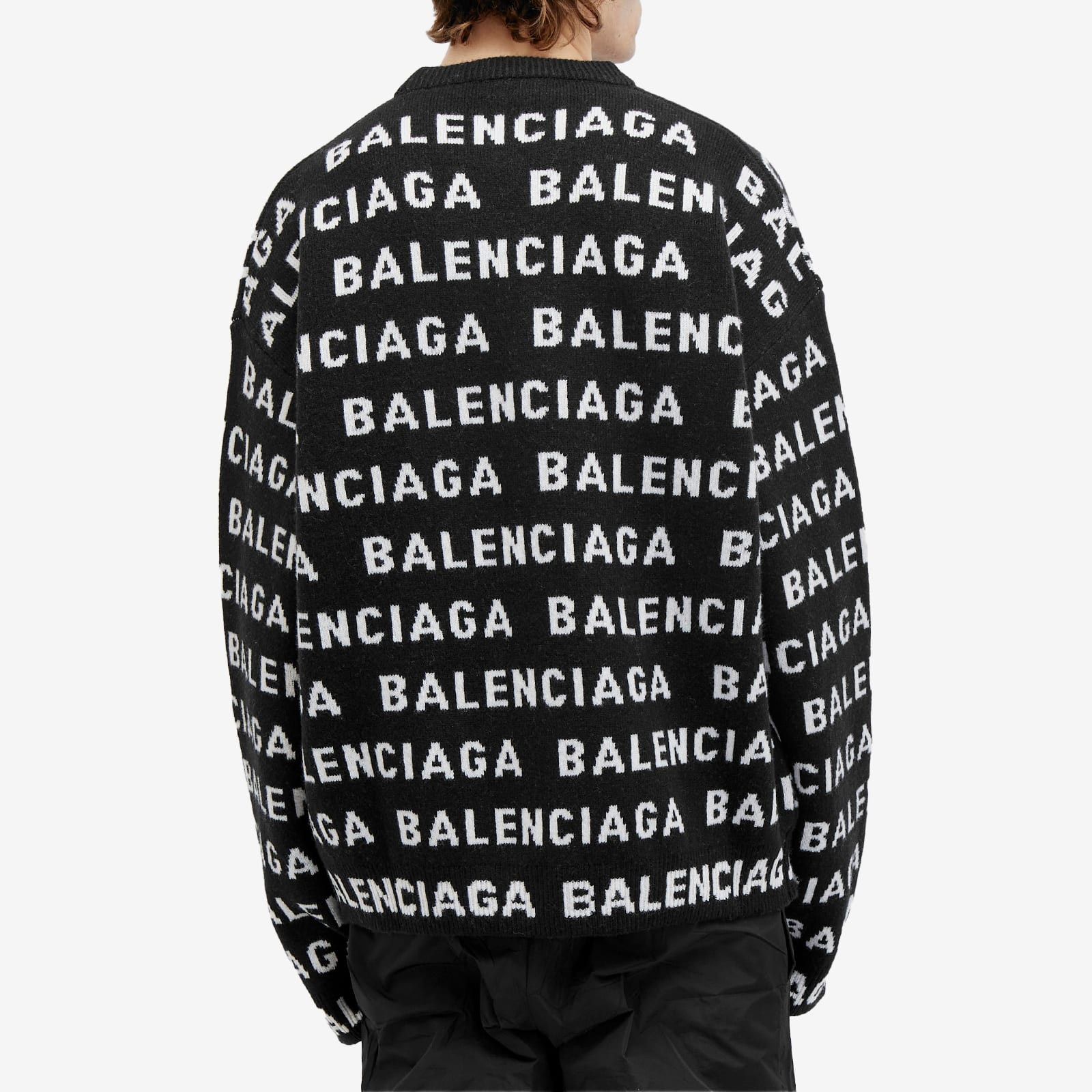 Balenciaga o1bcso1str0226 Bal Horizontal Allover Sweater In Black/White Size US L / EU 52-54 / 3 - 3 Thumbnail
