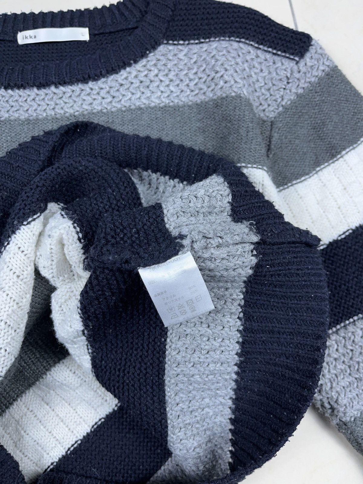 Japanese Brand ➕ ikka Japan striped essential sweater multi pattern Size US L / EU 52-54 / 3 - 4 Thumbnail
