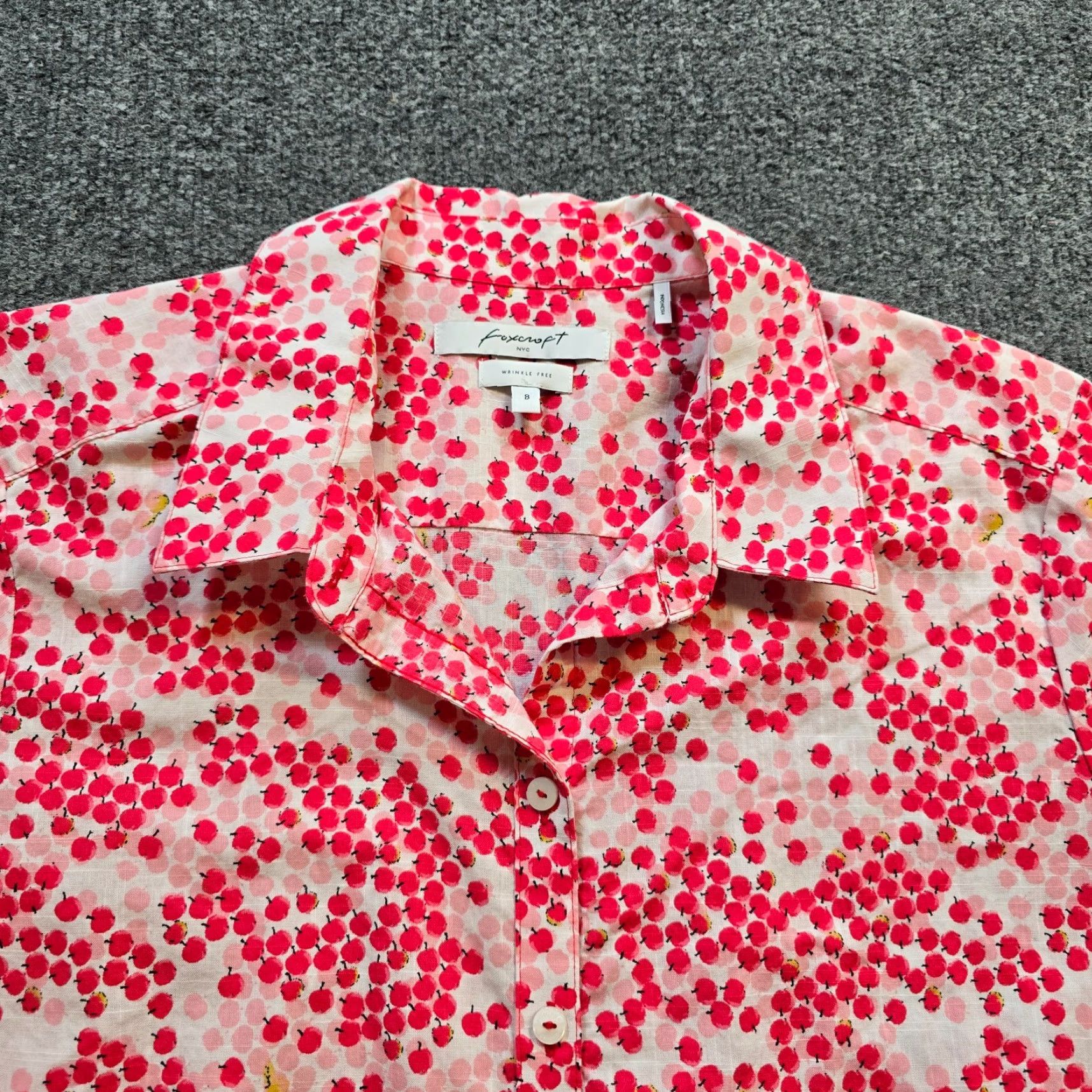 Vintage Foxcroft Blouse Womens Size 8 Pink Apples Button No Iron Casual Career Shirt Size M / US 6-8 / IT 42-44 - 2 Thumbnail