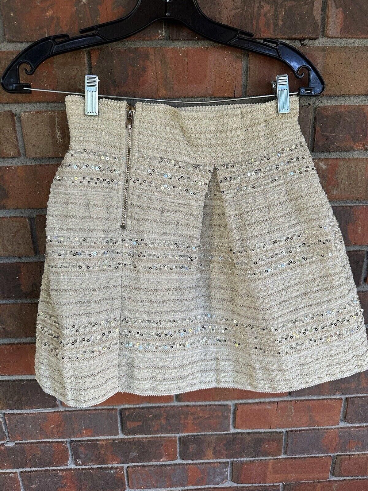 Designer Ginger G Pleated Bandage Skirt Cream Textured Size 32" / US 10 / IT 46 - 5 Thumbnail