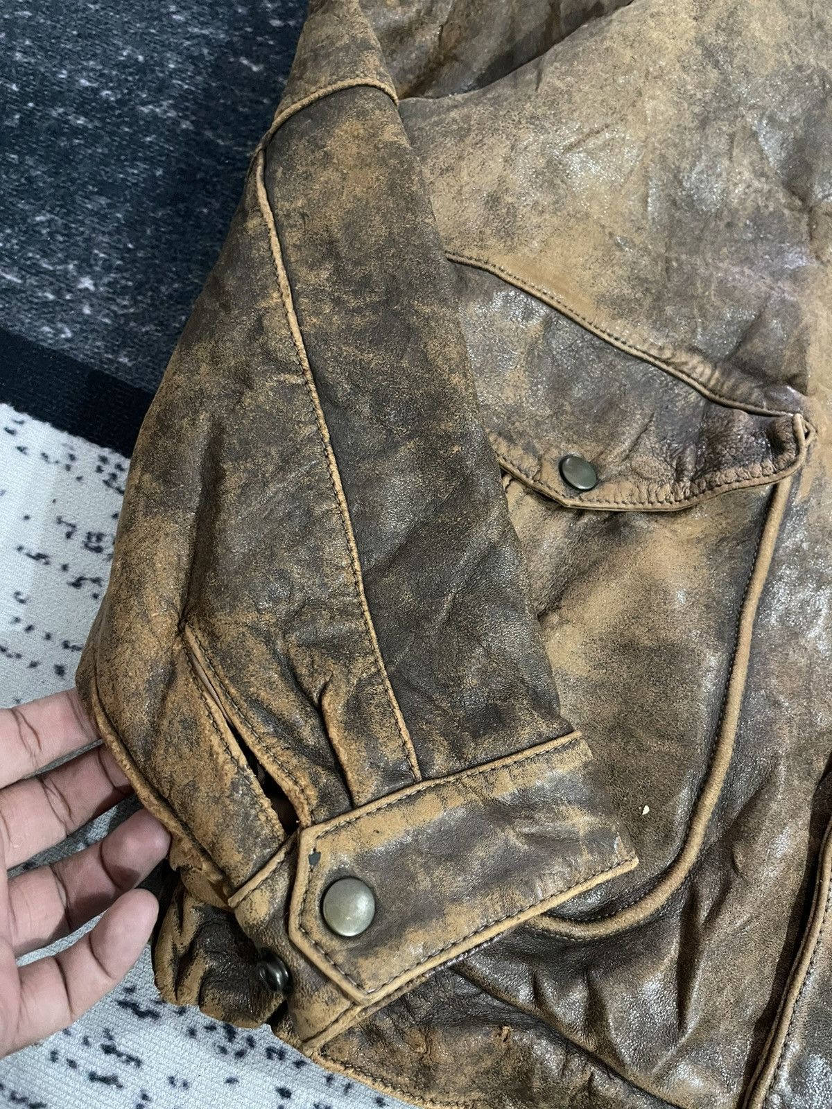 Vintage Vintage Unbrand Leather Bomber Jacket Size US L / EU 52-54 / 3 - 7 Thumbnail