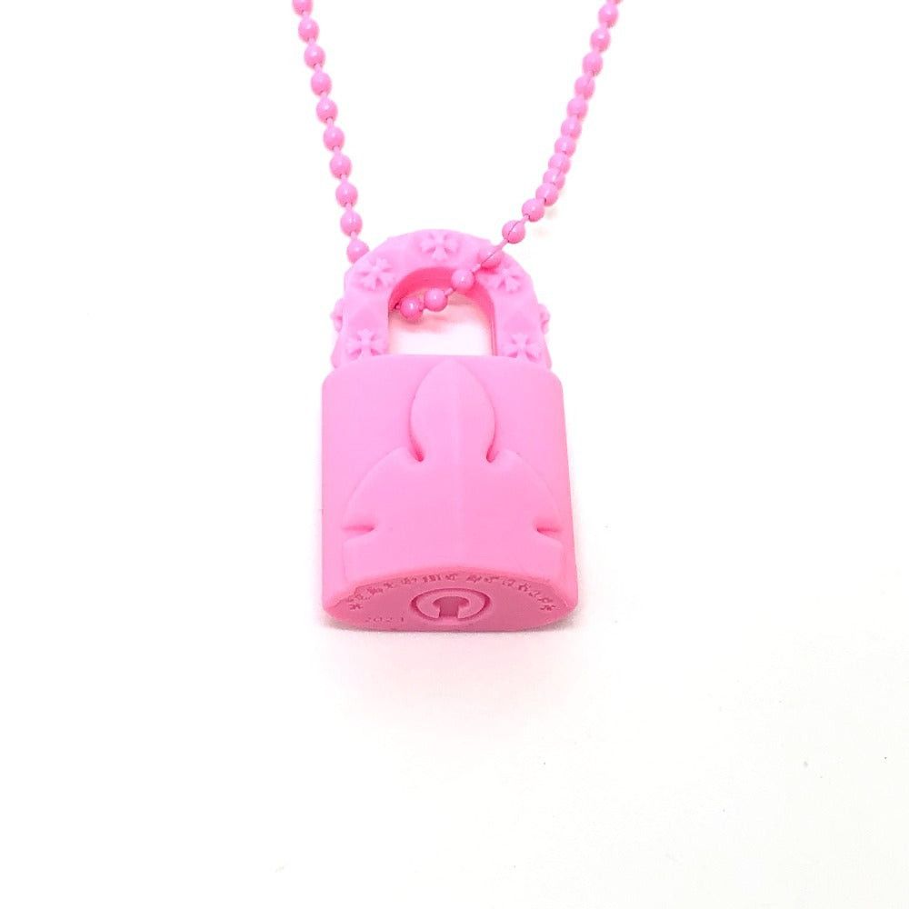 Chrome Hearts Chrome Hearts Padlock Flerknee Slcn Flare Knee Pendant Necklace Accessories Rubber Men Pink Size ONE SIZE - 1 Thumbnail