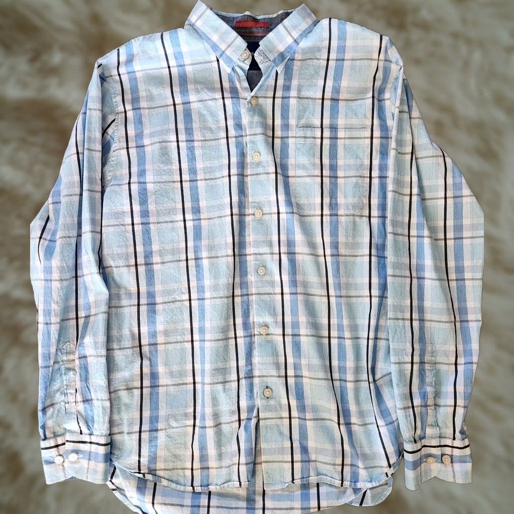 Tommy Bahama VINTAGE Tommy Bahama Mens XL Blue Plaid Cotton Silk Blend Button Down Beach Tropical Shirt Size US XL / EU 56 / 4 - 1 Thumbnail