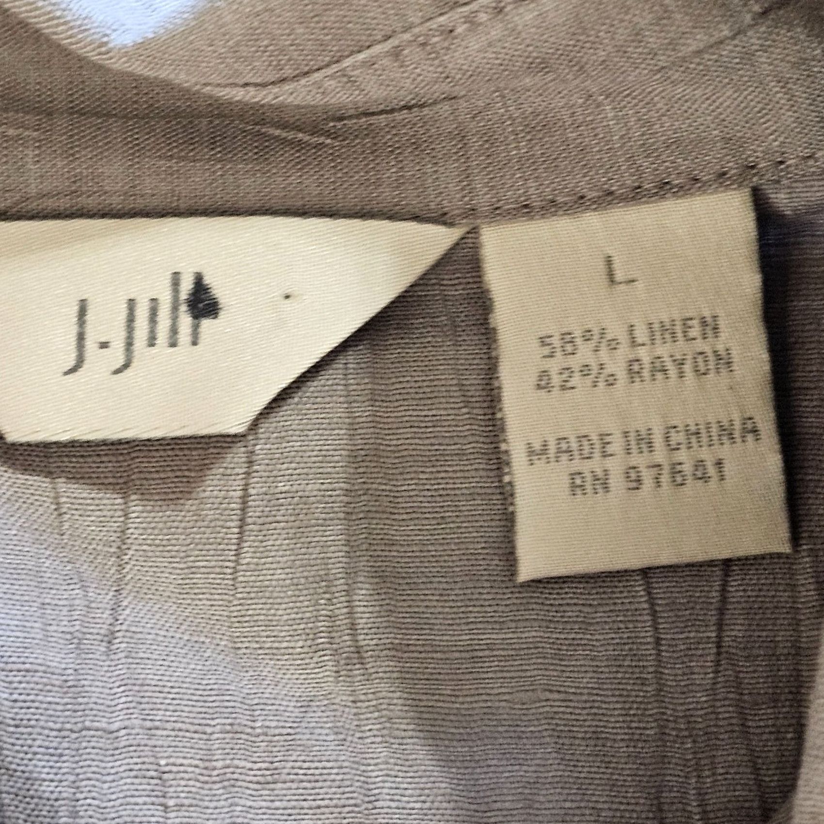 J. Jill J Jill Top Blouse Womens L Beige Linen Textured Long Sleeve Casual Shirt Size L / US 10 / IT 46 - 3 Thumbnail