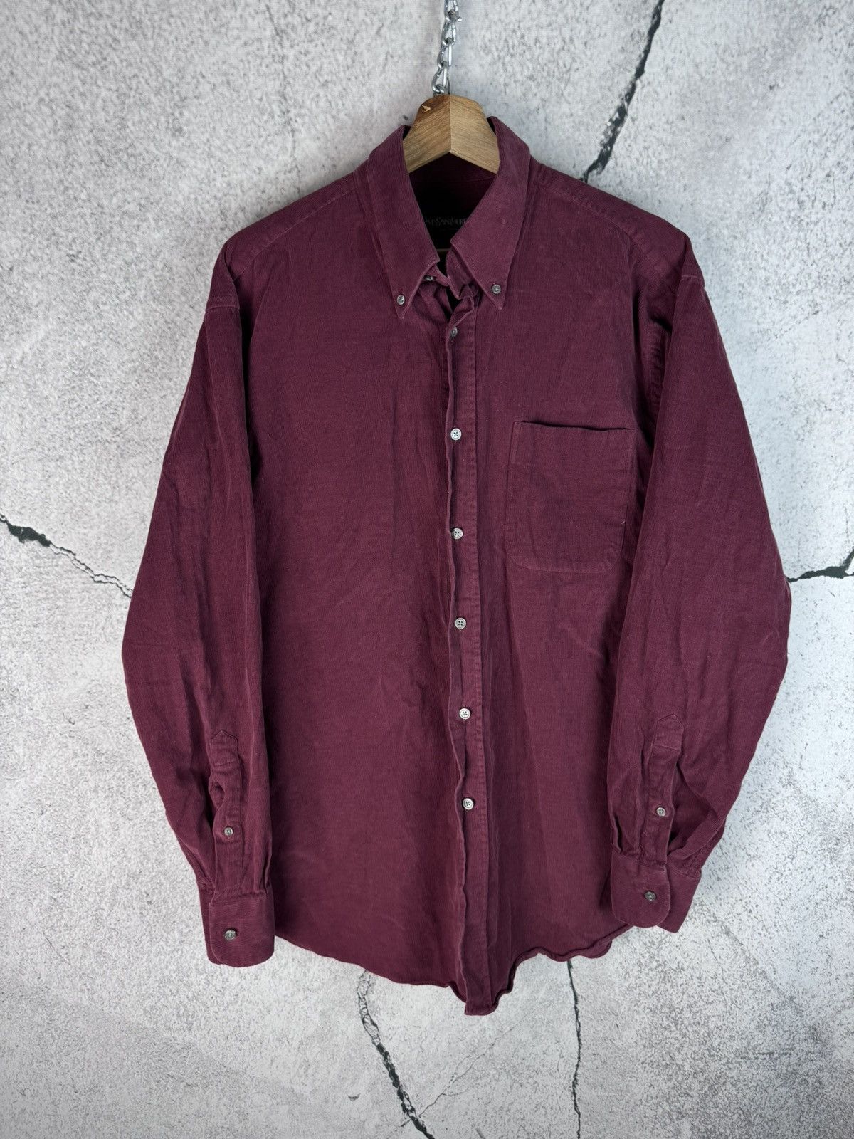 Designer Vintage 90s Yves Saint Laurent YSL Corduroy Button Up Size US L / EU 52-54 / 3 - 1 Thumbnail