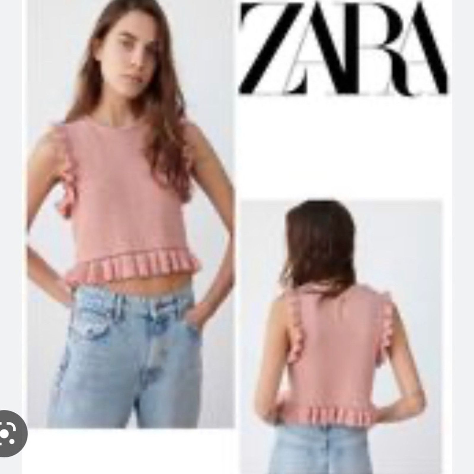 Zara Zara pink knit sleeveless ruffled sweater size Small Size S / US 4 / IT 40 - 1 Thumbnail
