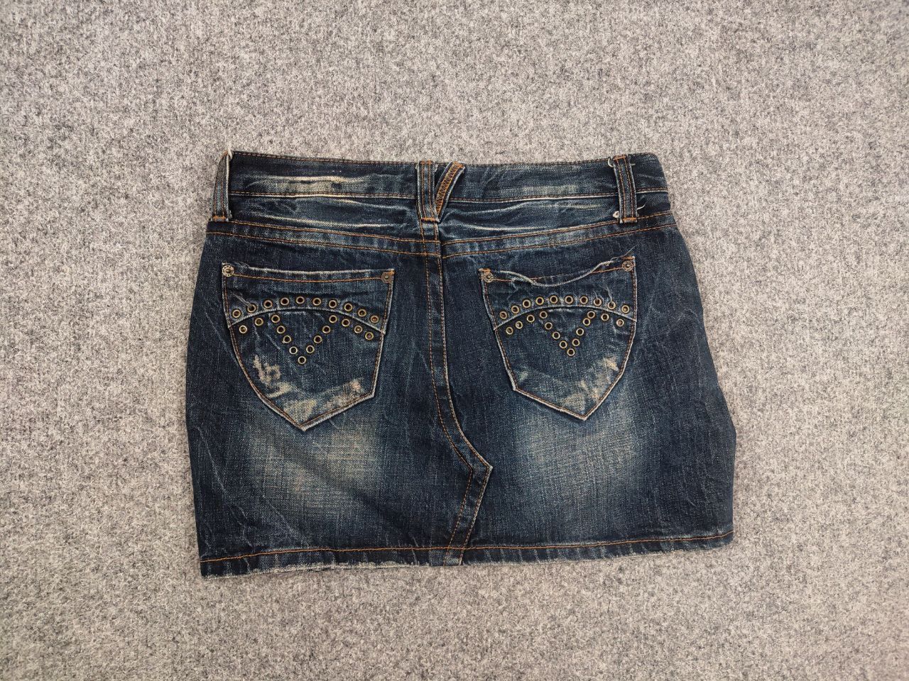 Japanese Brand Vintage Opium Y2K Bondage Distressed Washed Denim Mini Skirt Size 28" / US 6 / IT 42 - 7 Thumbnail