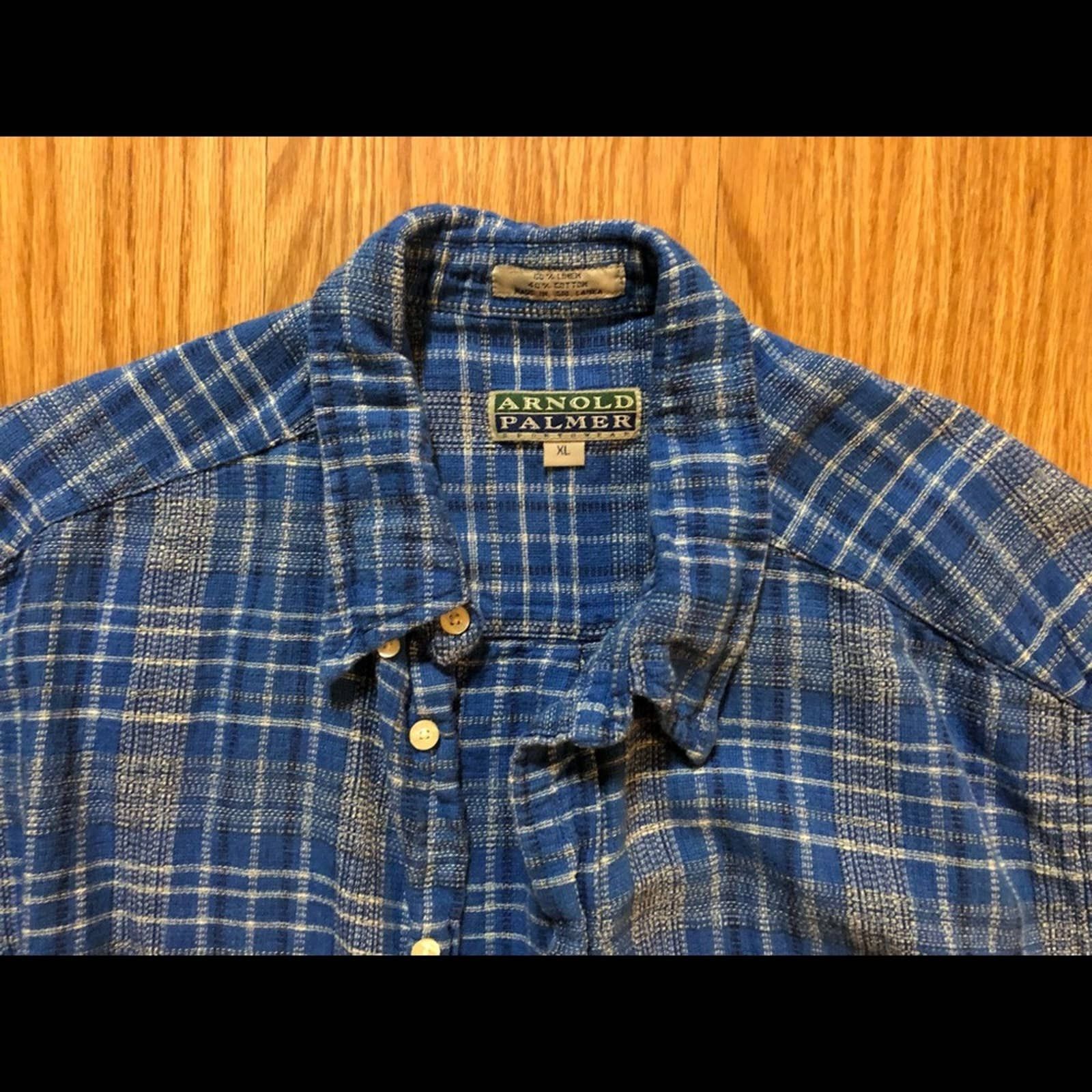 Vintage Arnold Palmer Vintage Blue Linen Shirt Mens XLarge Size US XL / EU 56 / 4 - 5 Thumbnail