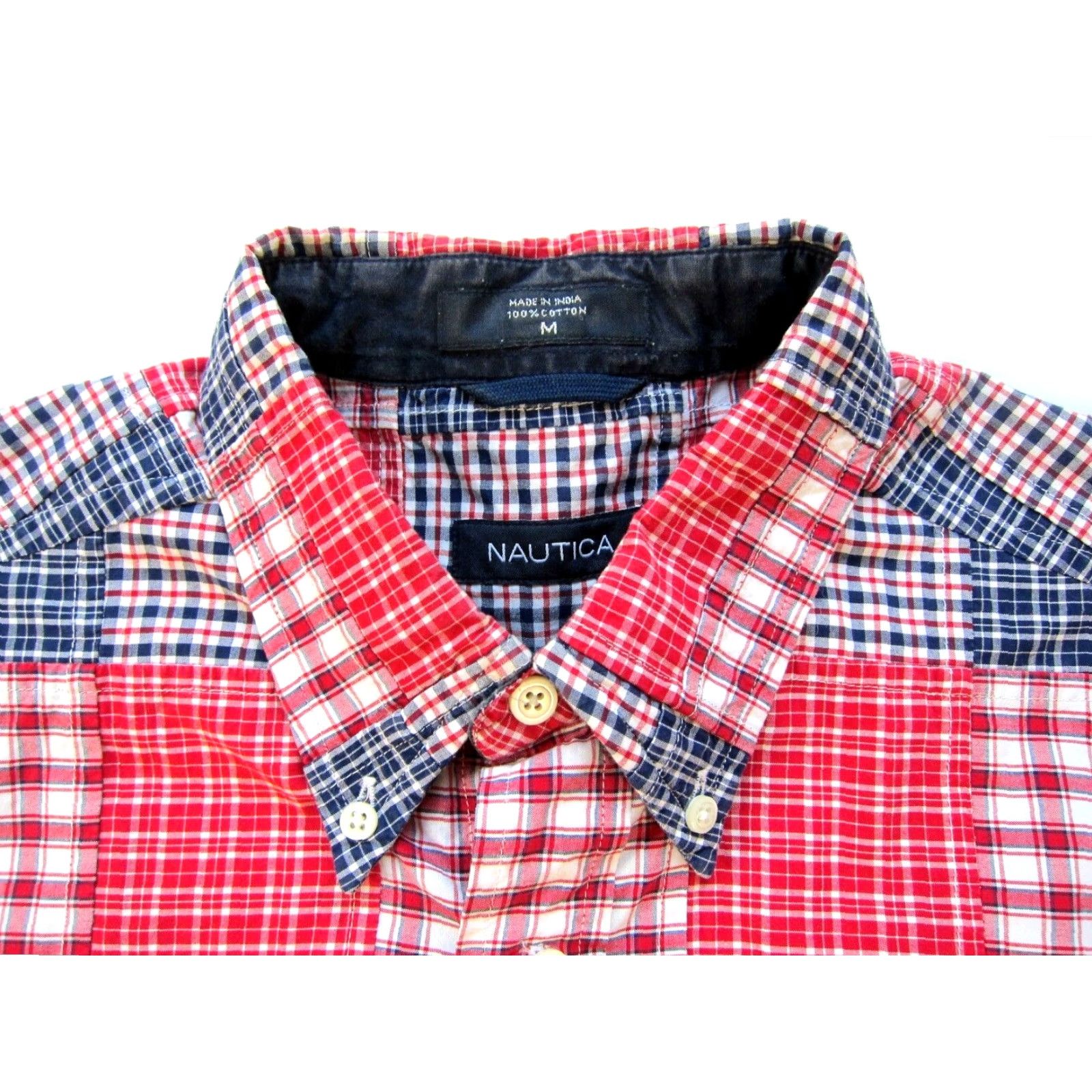 Nautica VINTAGE Nautica Shirt Plaid Short Sleeve Button Up Cotton Red M Mens Size US M / EU 48-50 / 2 - 4 Thumbnail