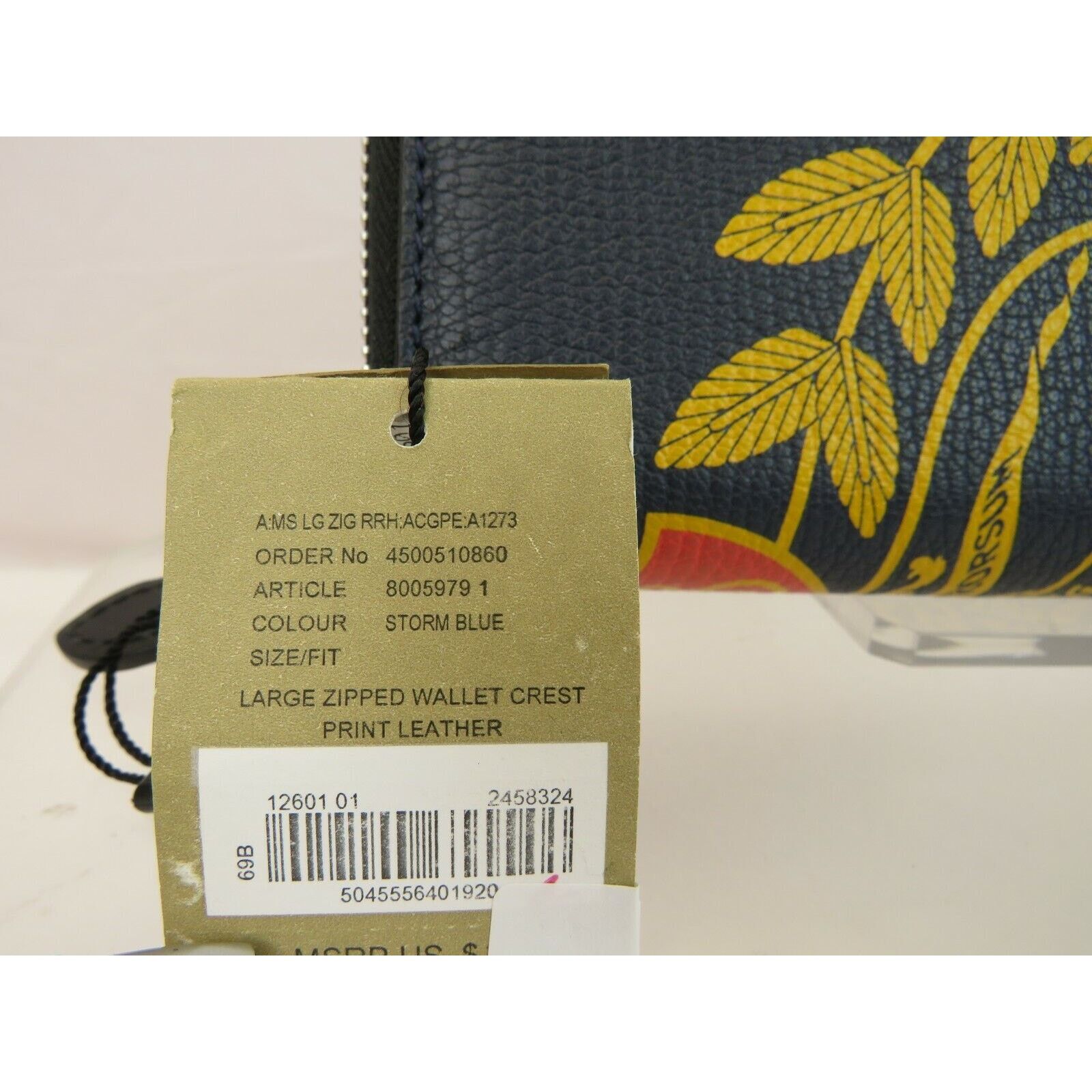 Burberry BURBERRY STORM BLUE LEATHER CREST LOGO CONTINENTAL WALLET Size ONE SIZE - 4 Thumbnail